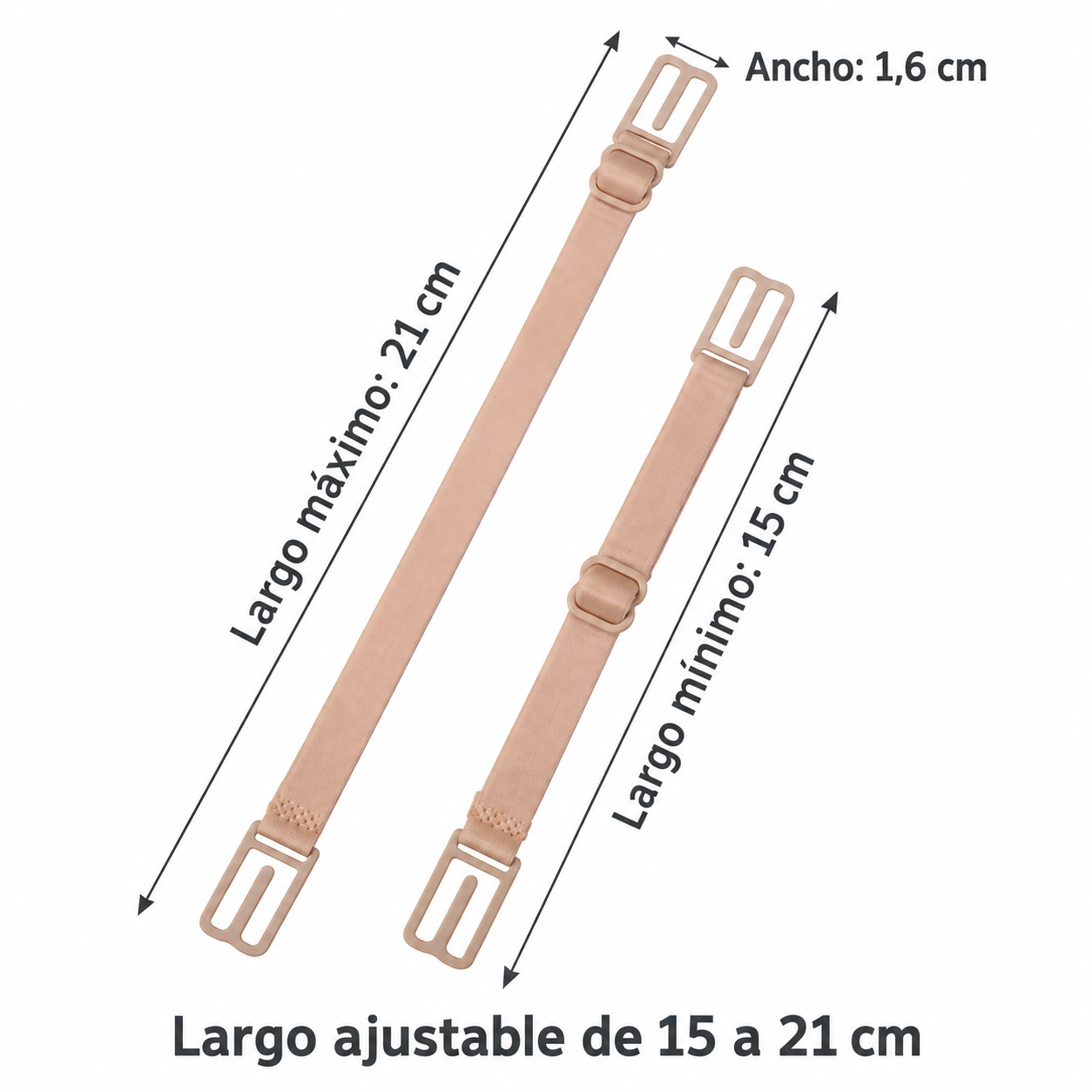 PACK DE 3 TIRAS PARA UNIR TIRANTES DE SOSTÉN NEGRO BEIGE Y BLANCO - 10