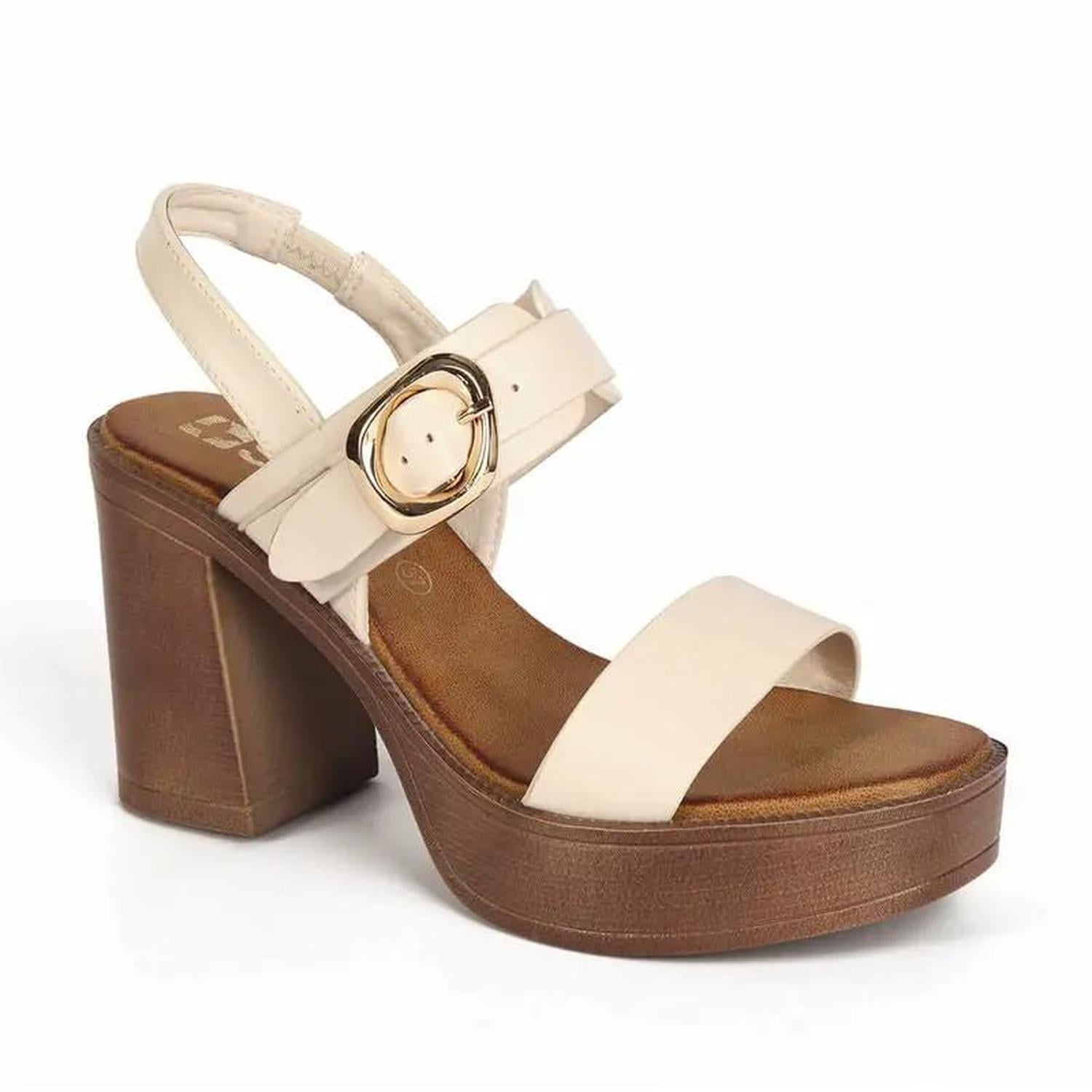 SANDALIA MUJER STHEF CASUAL CREMA 7858 - 1