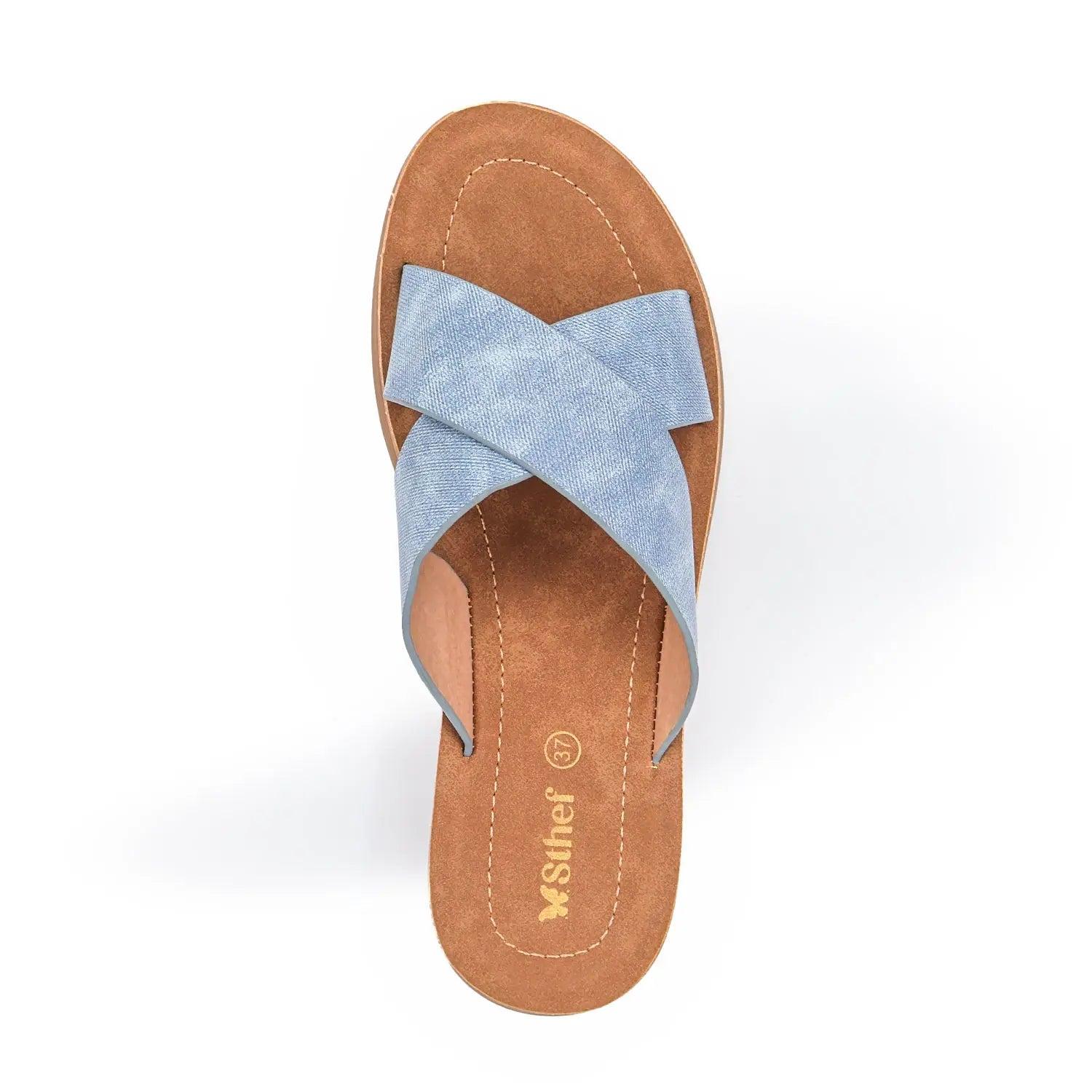 SANDALIA MUJER STHEF CASUAL JEANS 8042 CELESTE 1123232 - 4
