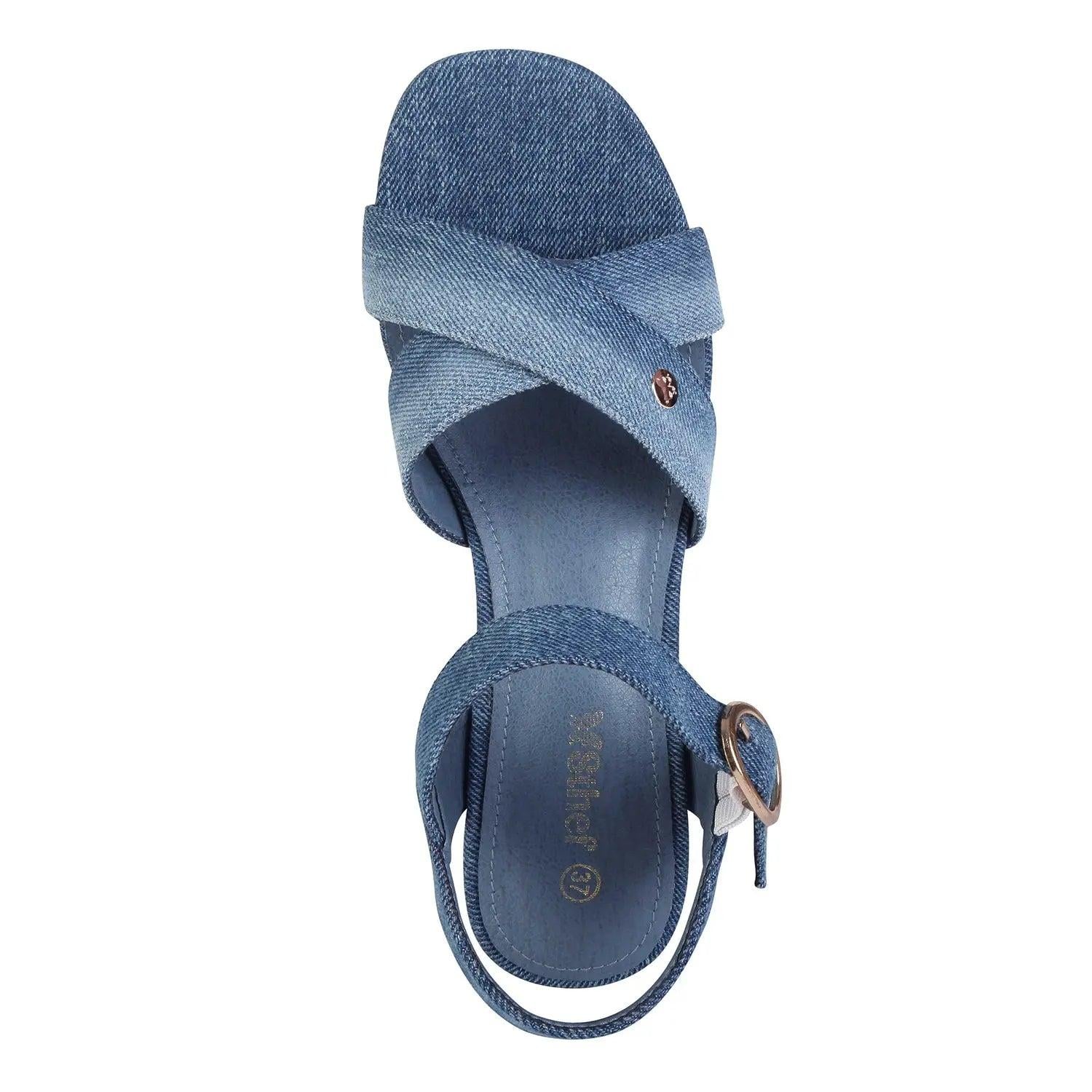 SANDALIA MUJER STHEF CASUAL JEANS 8046 COLOR CELESTE - 1123263 - 3
