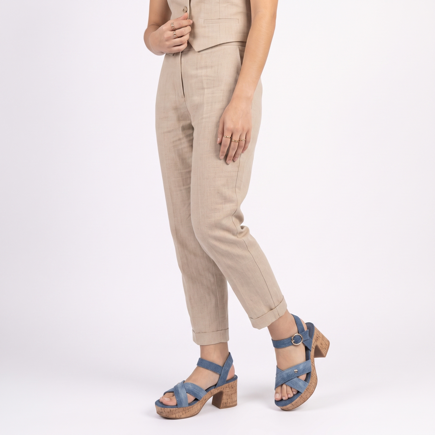 SANDALIA MUJER STHEF CASUAL JEANS 8046 COLOR CELESTE - 1123263 - 6