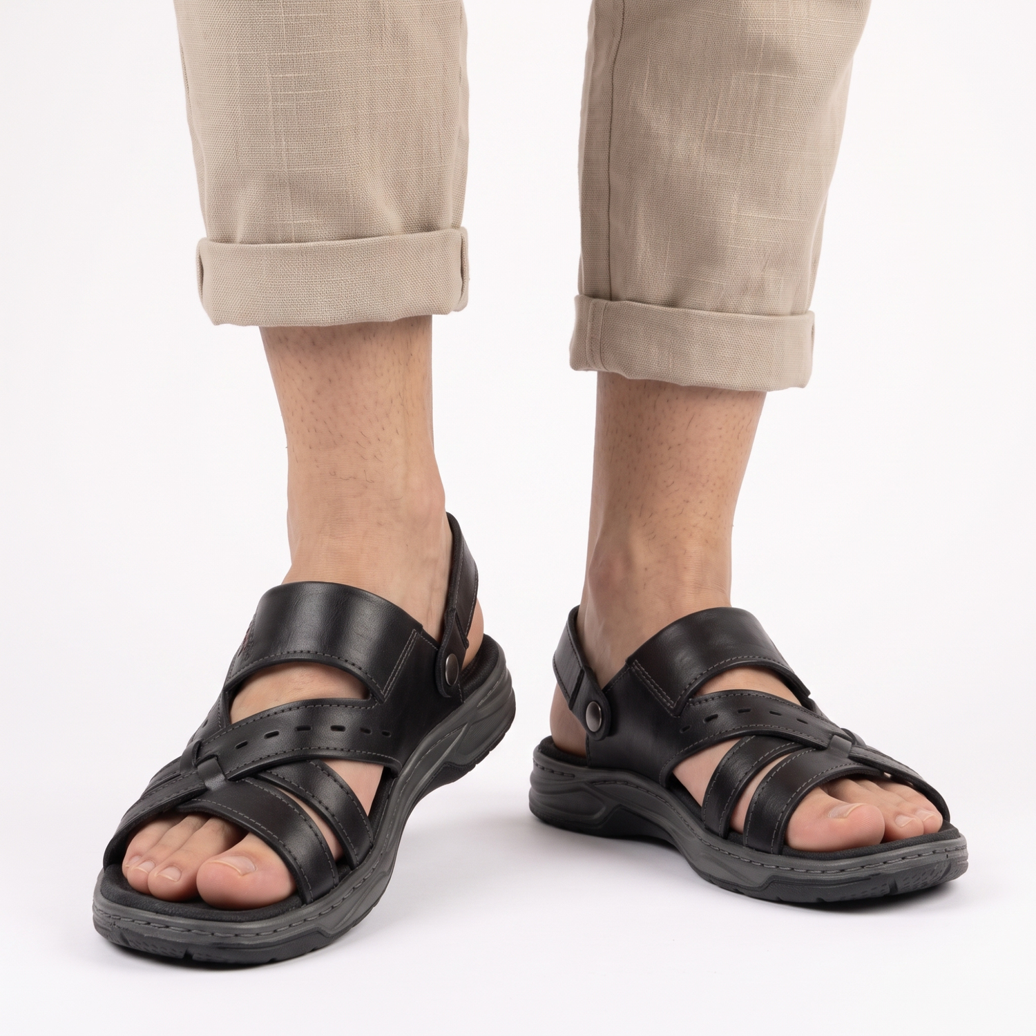 SANDALIA HOMBRE PEGADA PEGADA CASUAL PRETO 132203-06 NEGRO 1075721 - 3