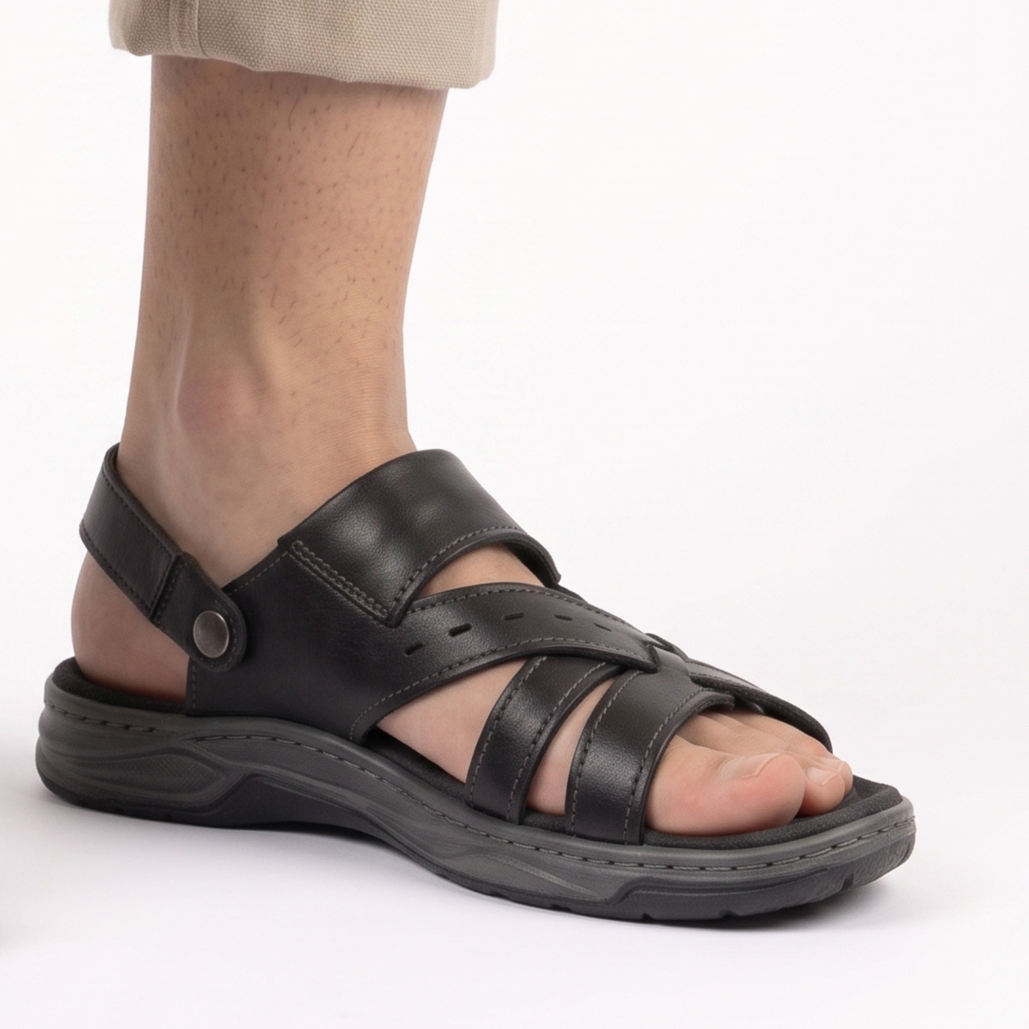 SANDALIA HOMBRE PEGADA PEGADA CASUAL PRETO 132203-06 NEGRO 1075721 - 6