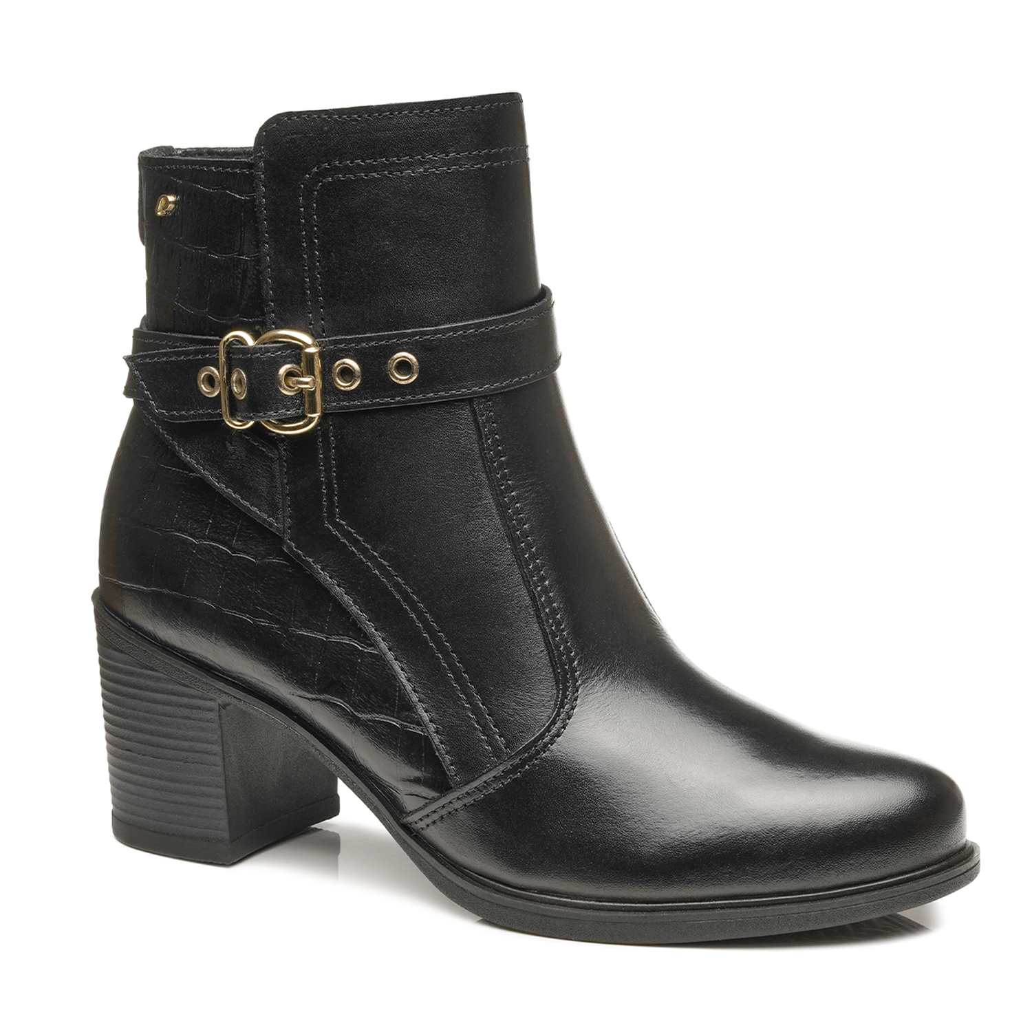 BOTIN MUJER PEGADA CUERO VESTIR PRETO 280401-03 - 1