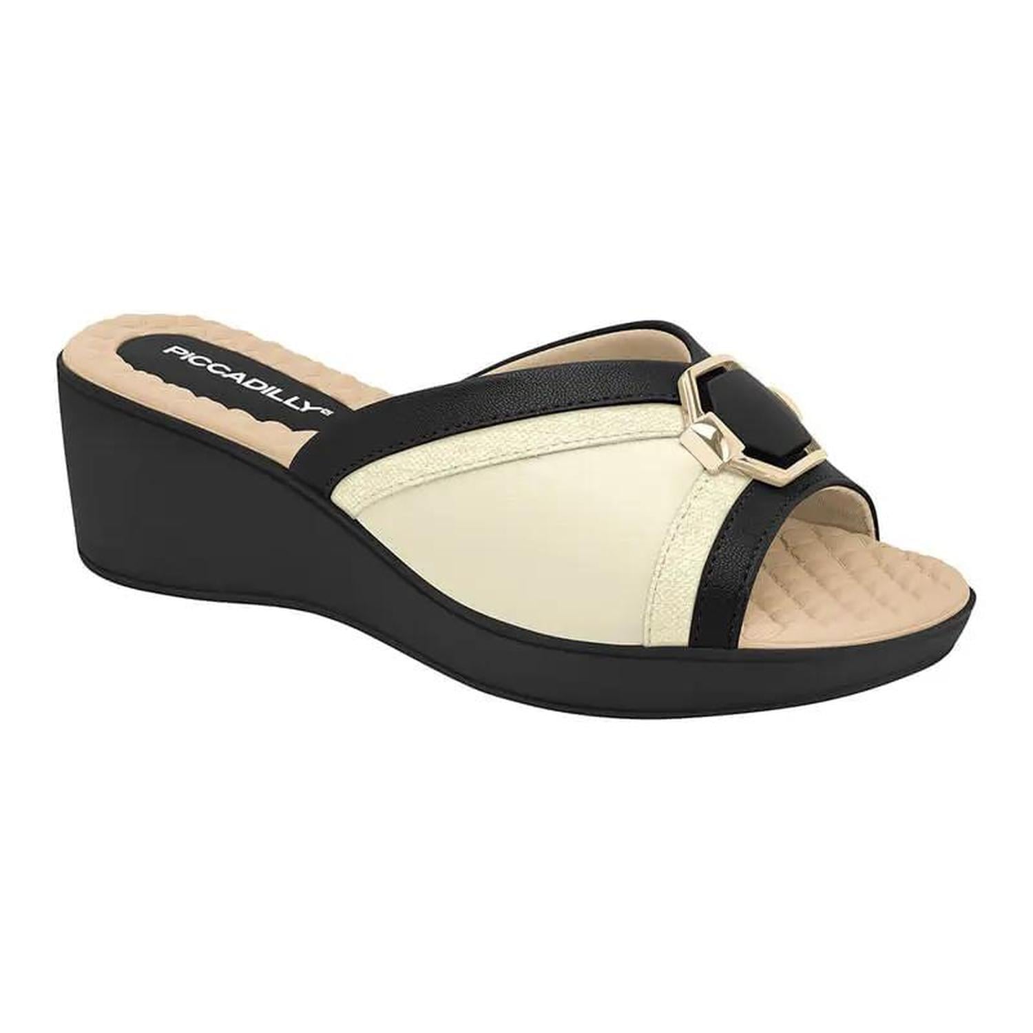 SANDALIA MUJER PICCADILLY CASUAL PRETO/NATURAL/OFF WHITE 54038100000008 - 1