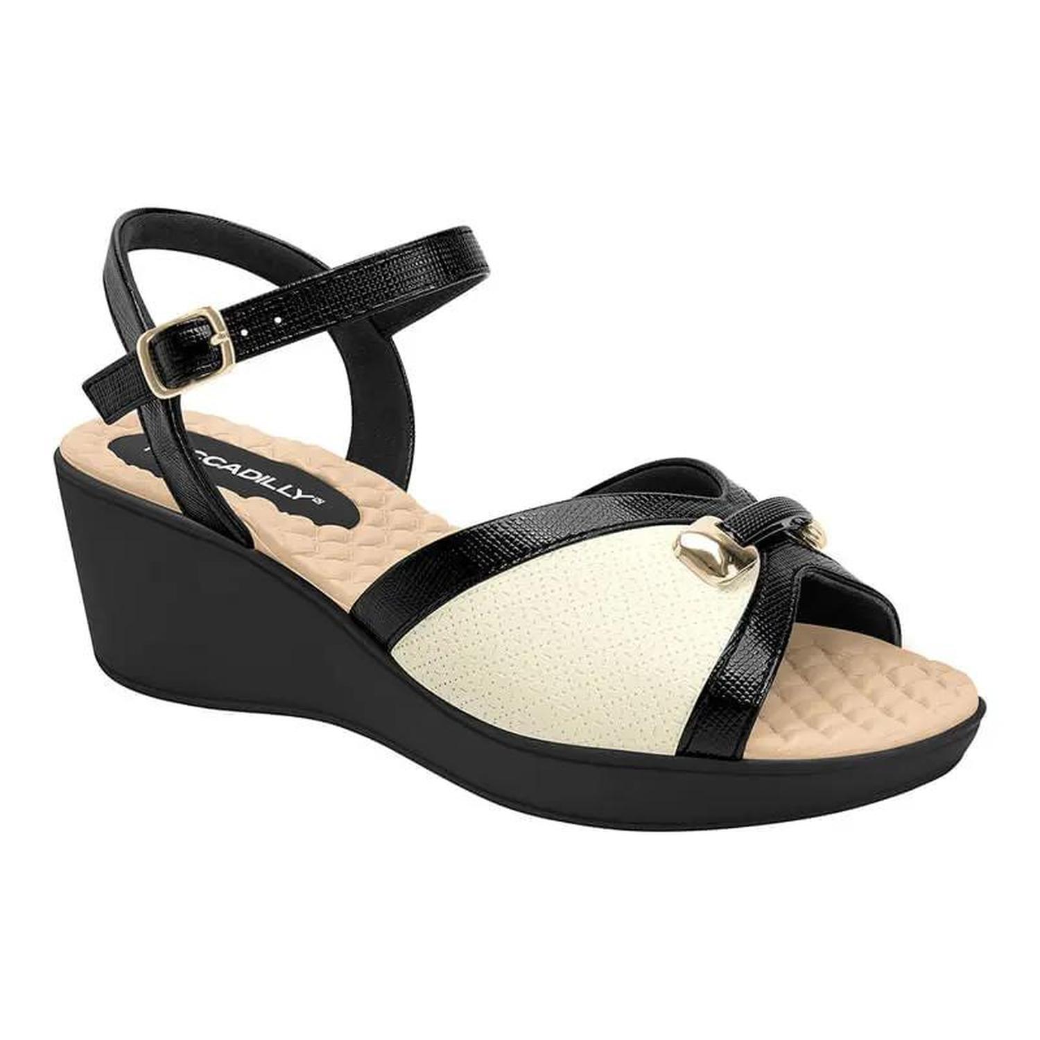 SANDALIA MUJER PICCADILLY CASUAL PRETO OFF WHITE 54038300000001 - 1