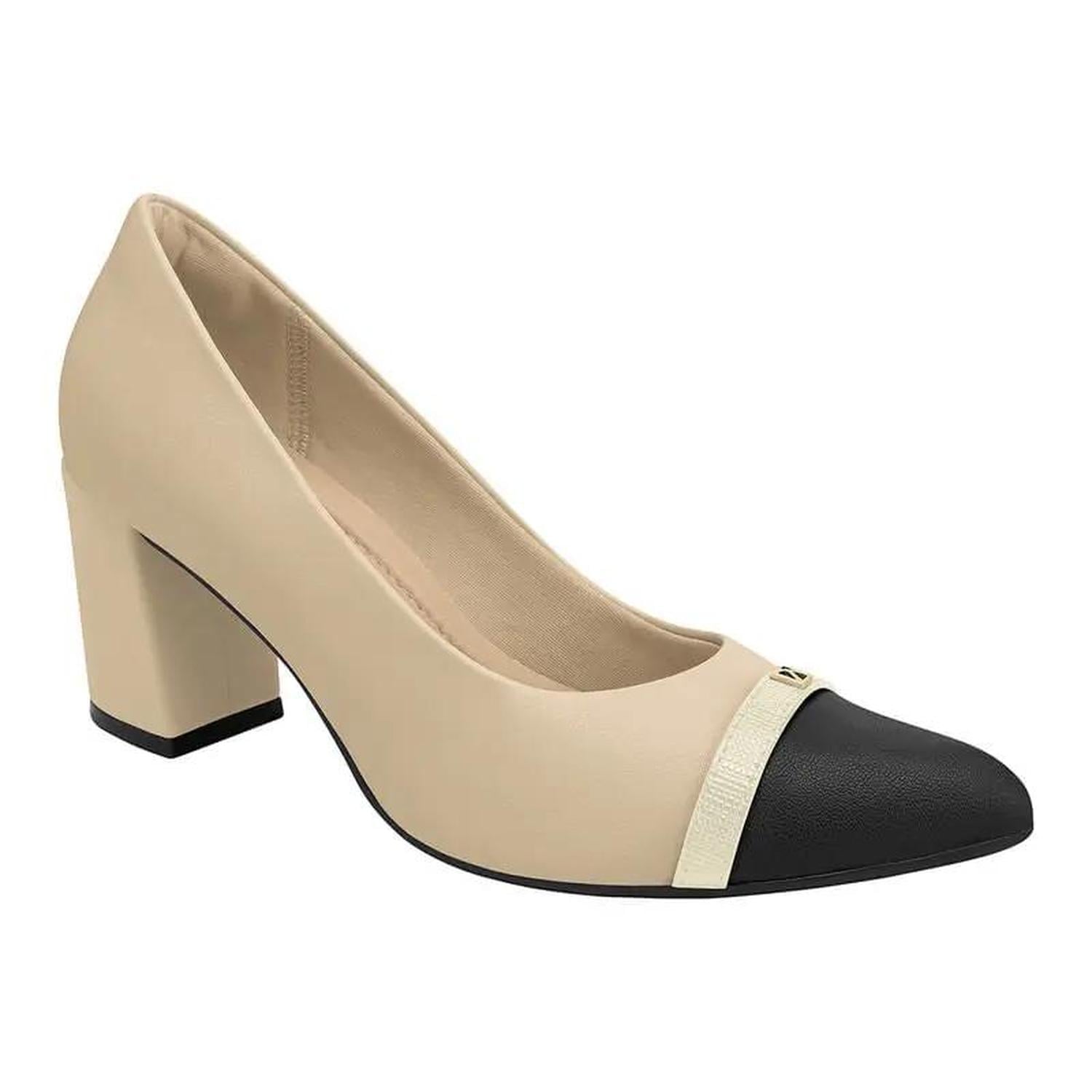 ZAPATO MUJER PICCADILLY VESTIR MARFIM PRETO OFF WHITE 74521800000005 - 1