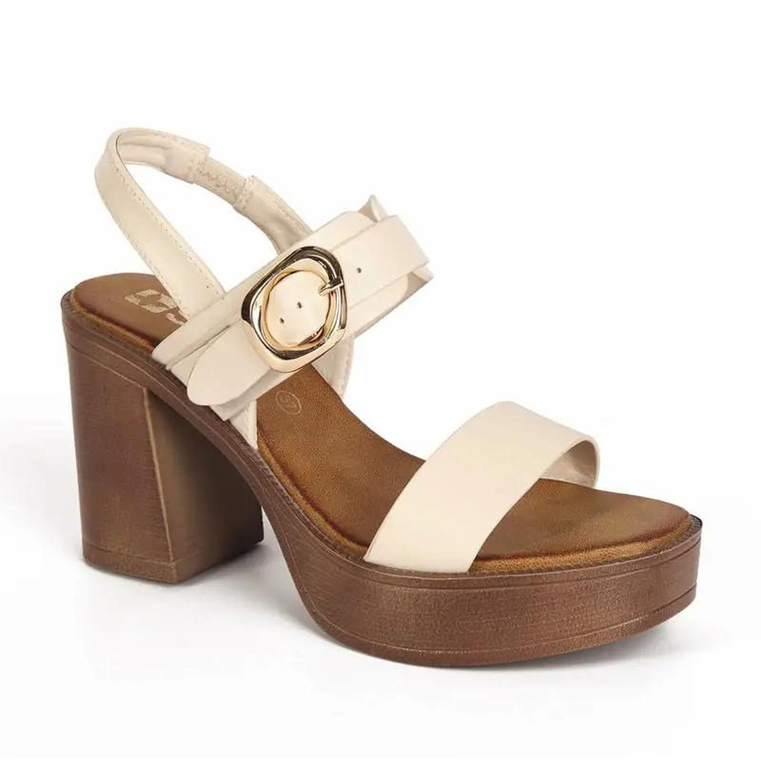 SANDALIA MUJER STHEF CASUAL CREMA 7858 - 1