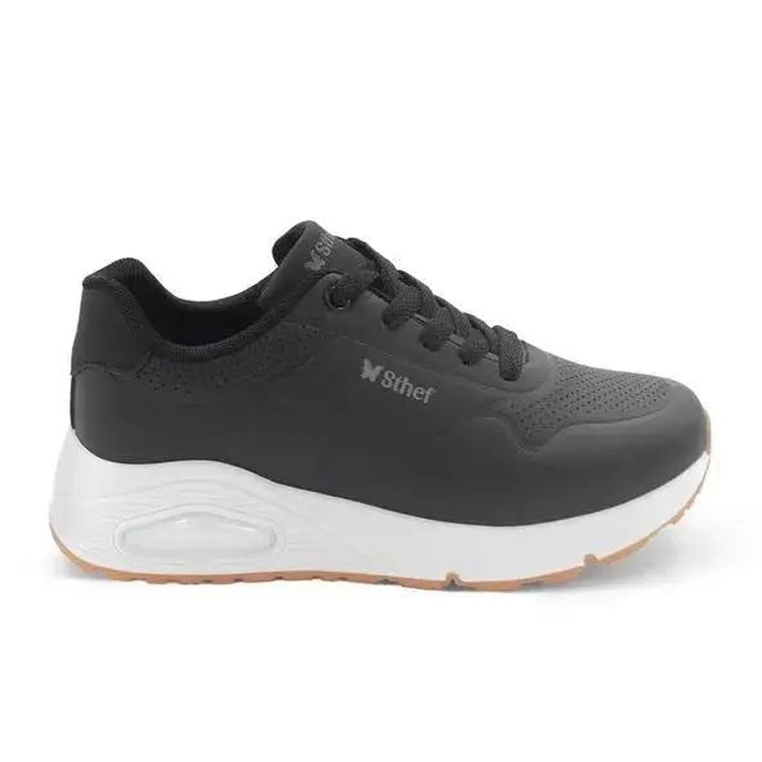 ZAPATILLA MUJER STHEF TRENDY NEGRO CON BLANCO 7911 - 1