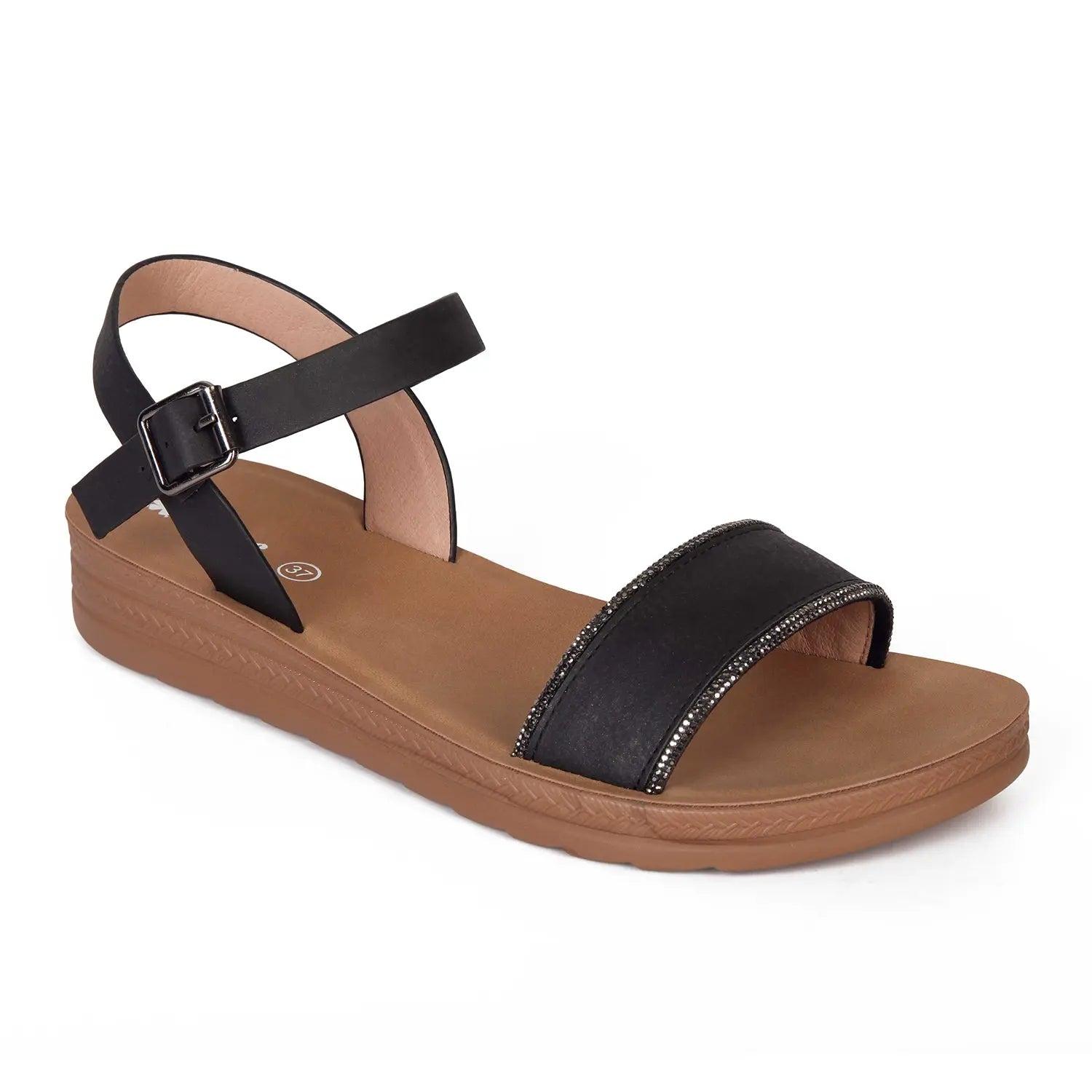 SANDALIA MUJER STHEF CASUAL NEGRO 8017 - 1
