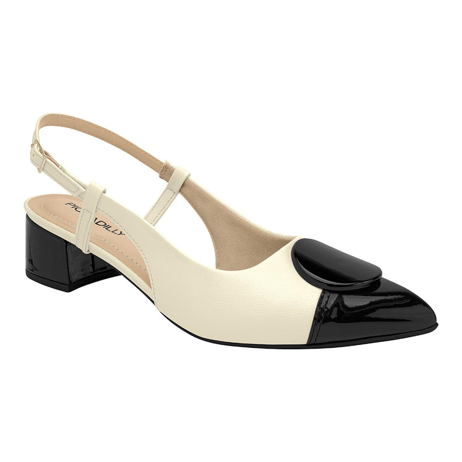 ZAPATO MUJER PICCADILLY VESTIR OFF WHITE/PRETO 73908500000001 - 1