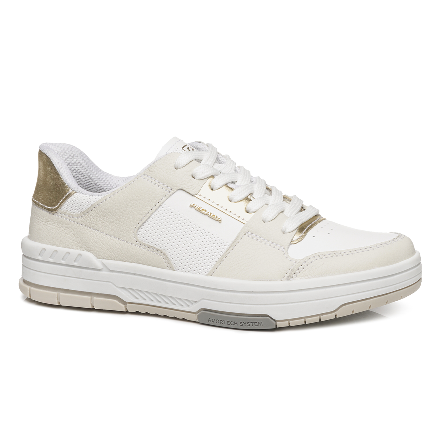 ZAPATILLA MUJER PEGADA CASUAL BRANCO/MILK/DOURADO 212602-02 - 1