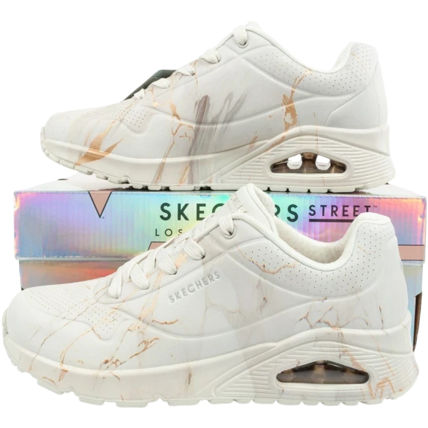 ZAPATILLA SKECHERS Uno Marble Marvel 155584OFWT BLANCO PARA MUJER - 5