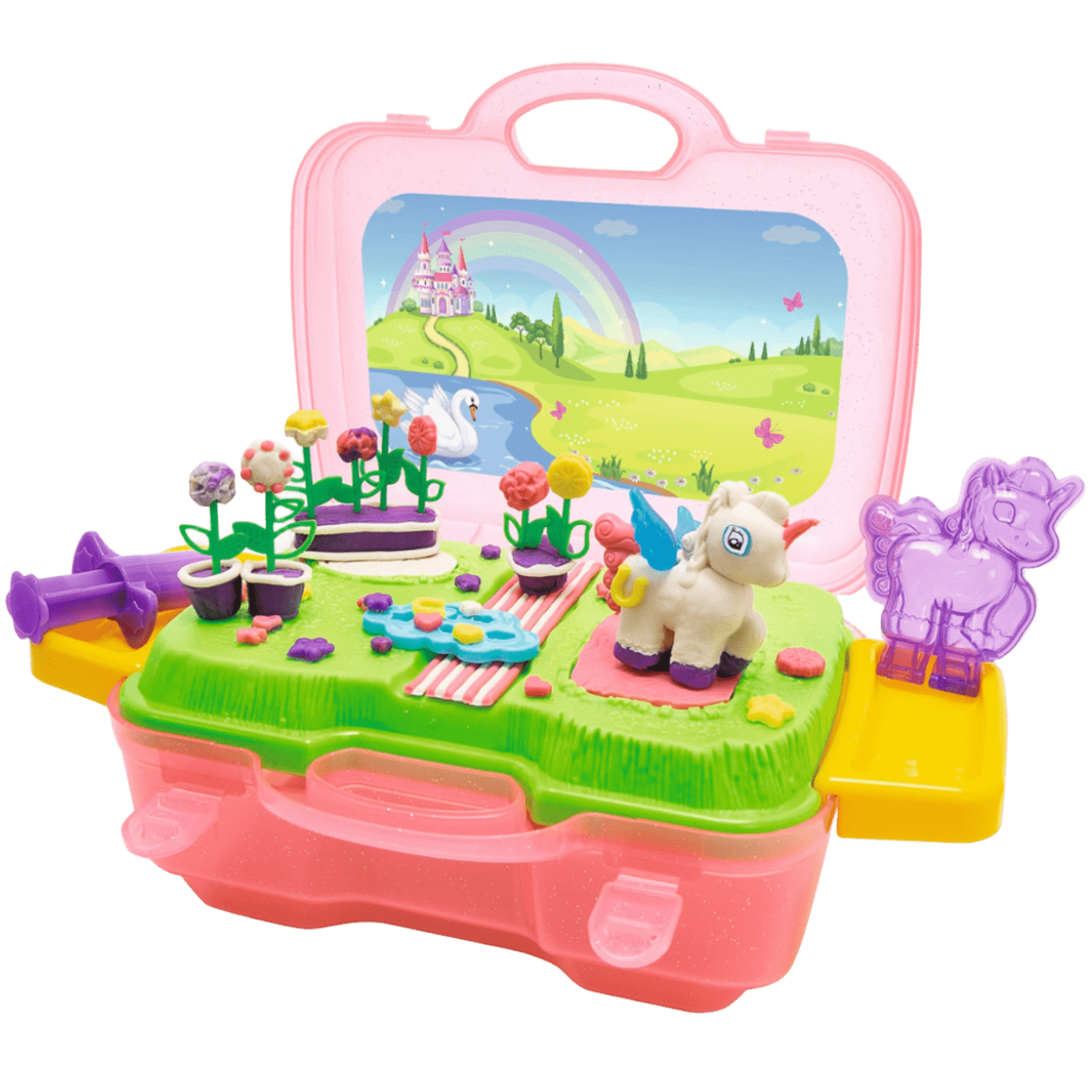 PLASTILINA ART Y FUN SET DE MASAS UNICORNIO MALETA CON PLATAFORMA Y ACCESORIOS - 1