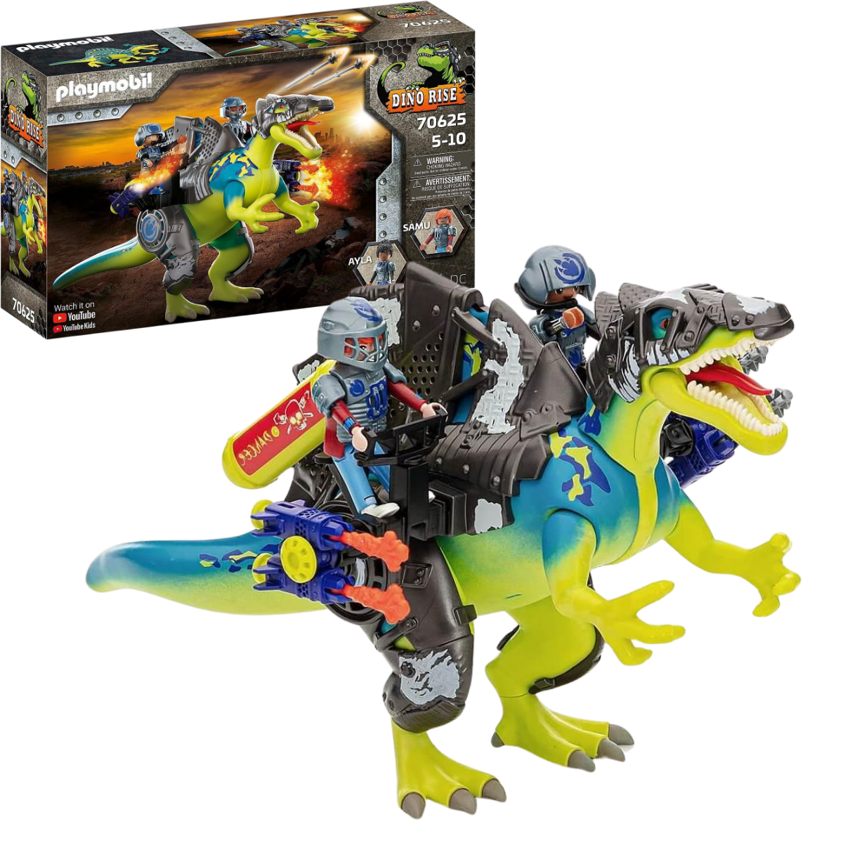 PLAYMOBIL DINO RISE DOBLE PODER DE DEFENSA DINOSAURIO CON ARMADURA CAÑONES Y FIGURAS - 1