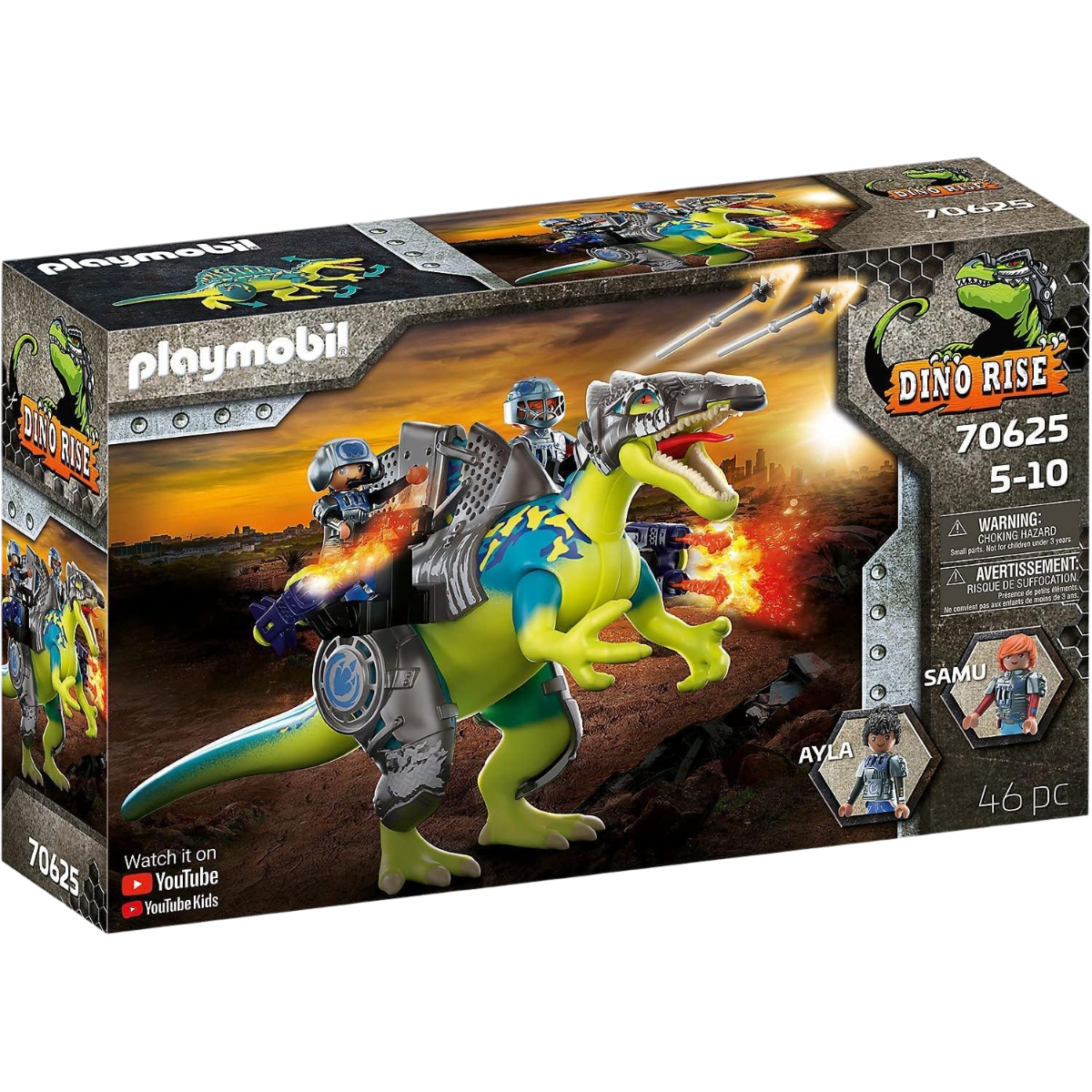 PLAYMOBIL DINO RISE DOBLE PODER DE DEFENSA DINOSAURIO CON ARMADURA CAÑONES Y FIGURAS - 2