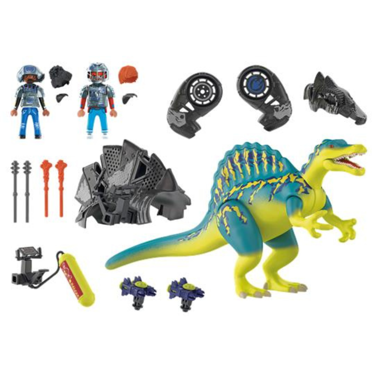 PLAYMOBIL DINO RISE DOBLE PODER DE DEFENSA DINOSAURIO CON ARMADURA CAÑONES Y FIGURAS - 3
