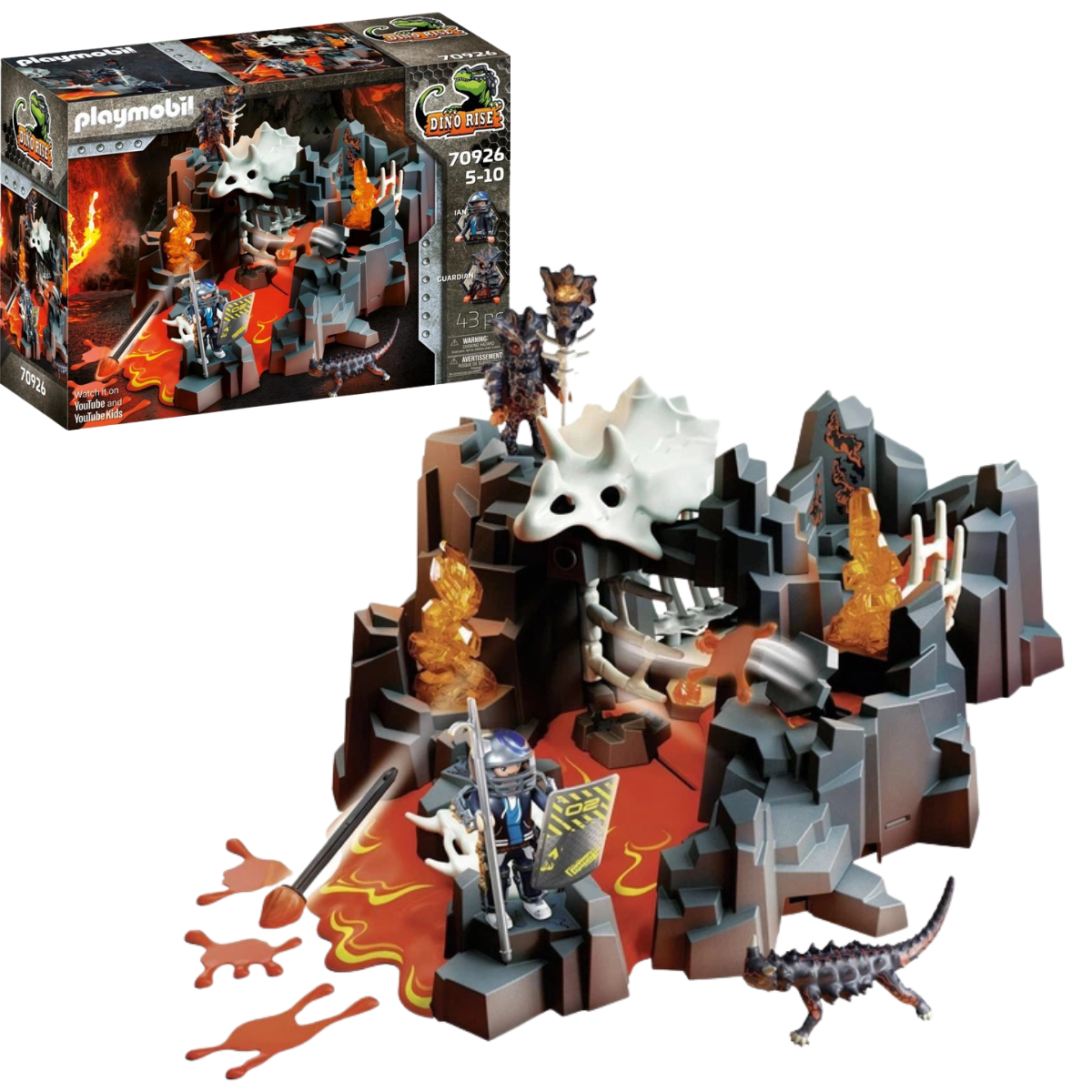PLAYMOBIL DINO RISE GUARDIÁN DE LA FUENTE DE LAVA SET DE AVENTURA PREHISTÓRICA CON DINOSAURIOS Y TRAMPAS - 1