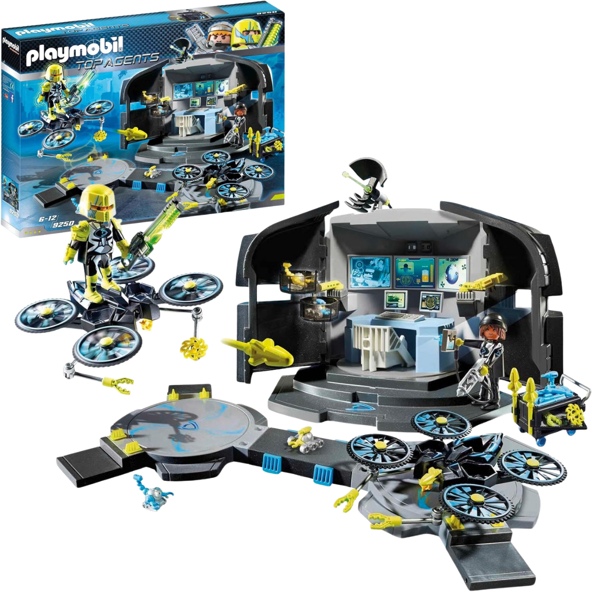 PLAYMOBIL TOP AGENTS CENTRO DE MANDO DEL DR. DRONE BASE DE COMANDO CON DRONES Y FIGURAS - 1