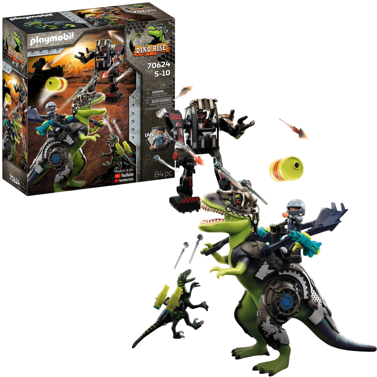 PLAYMOBIL DINO RISE T-REX BATALLA DE LOS GIGANTES SET DE AVENTURA CON DINOSAURIOS Y ROBOT - 1