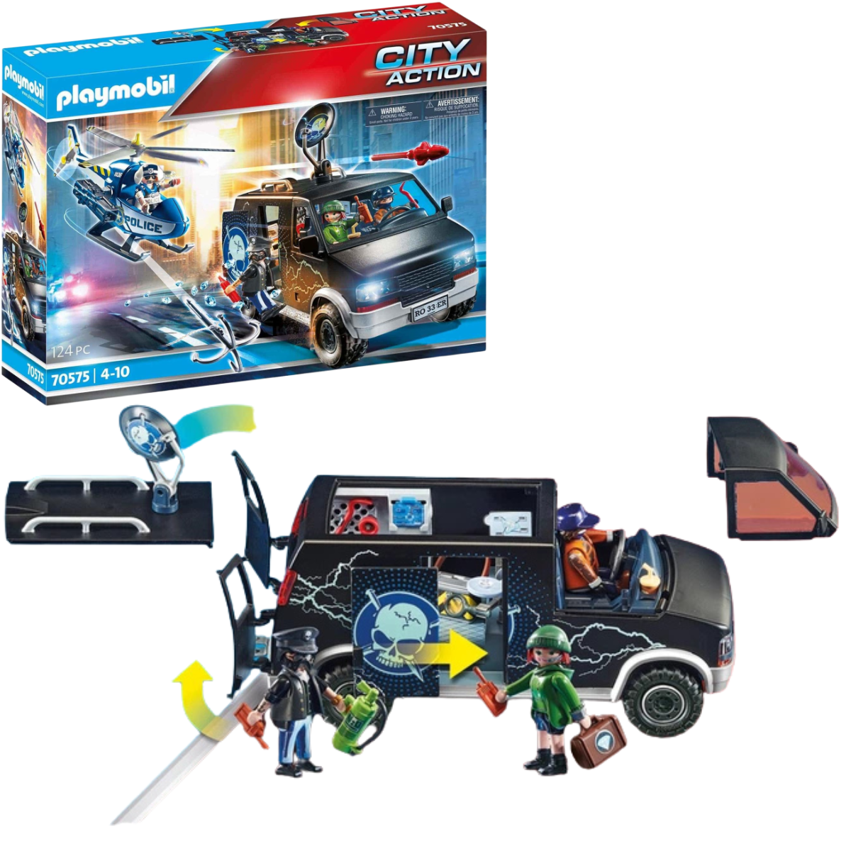 PLAYMOBIL CITY ACTION PERSECUCIÓN CON HELICÓPTERO DE POLICÍA Y FURGONETA FUGITIVA - 1
