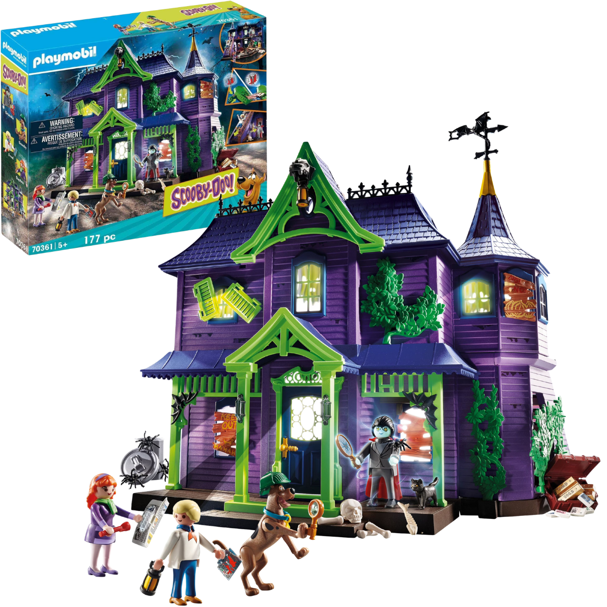 PLAYMOBIL SCOOBY-DOO AVENTURA EN LA MANSIÓN MISTERIOSA SET CON EFECTOS DE LUZ SONIDO Y FIGURAS - 1