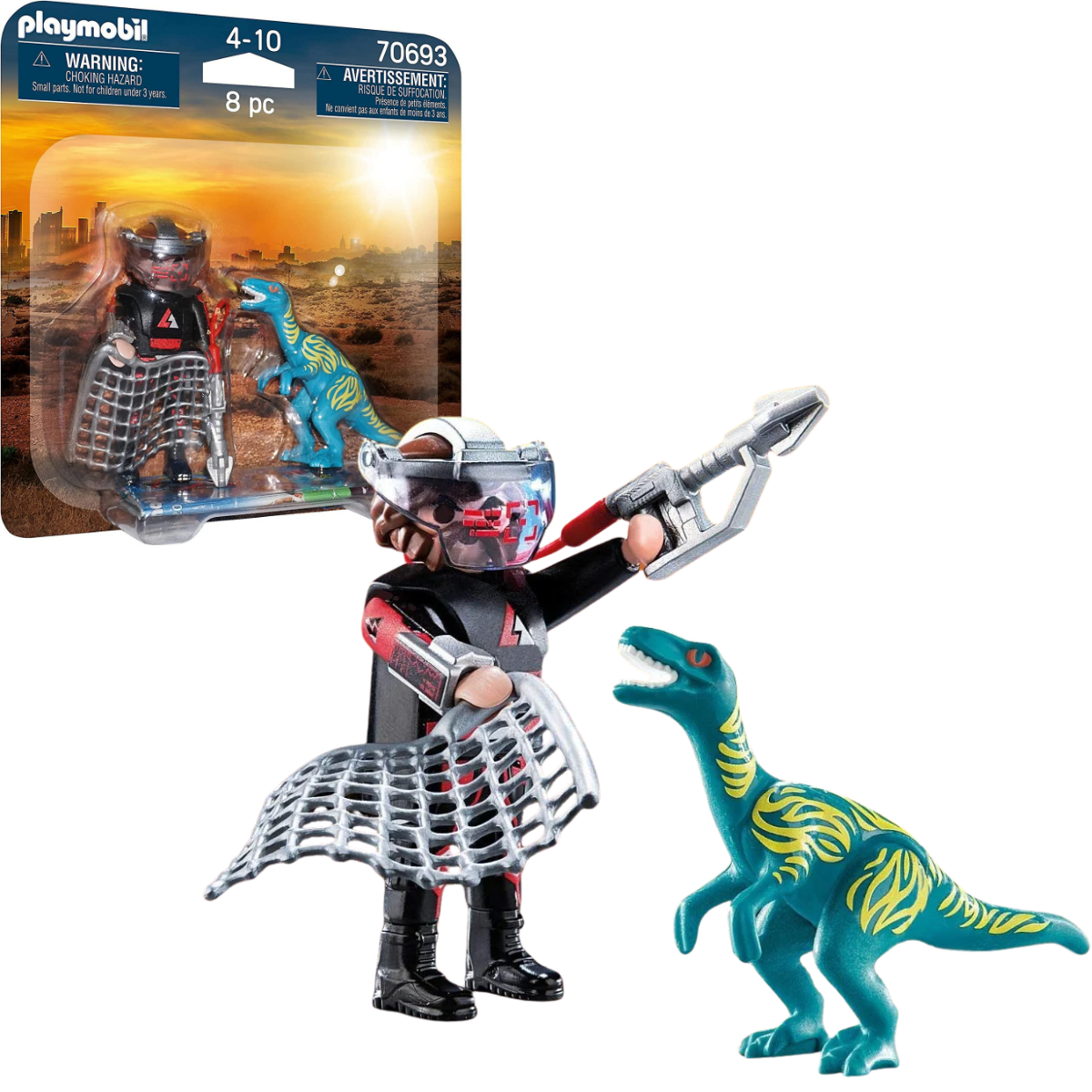 PLAYMOBIL FIGURA DE COLECCIÓN DINO RISE DUOPACK VELOCIRAPTOR CON CAPTURADOR - 1