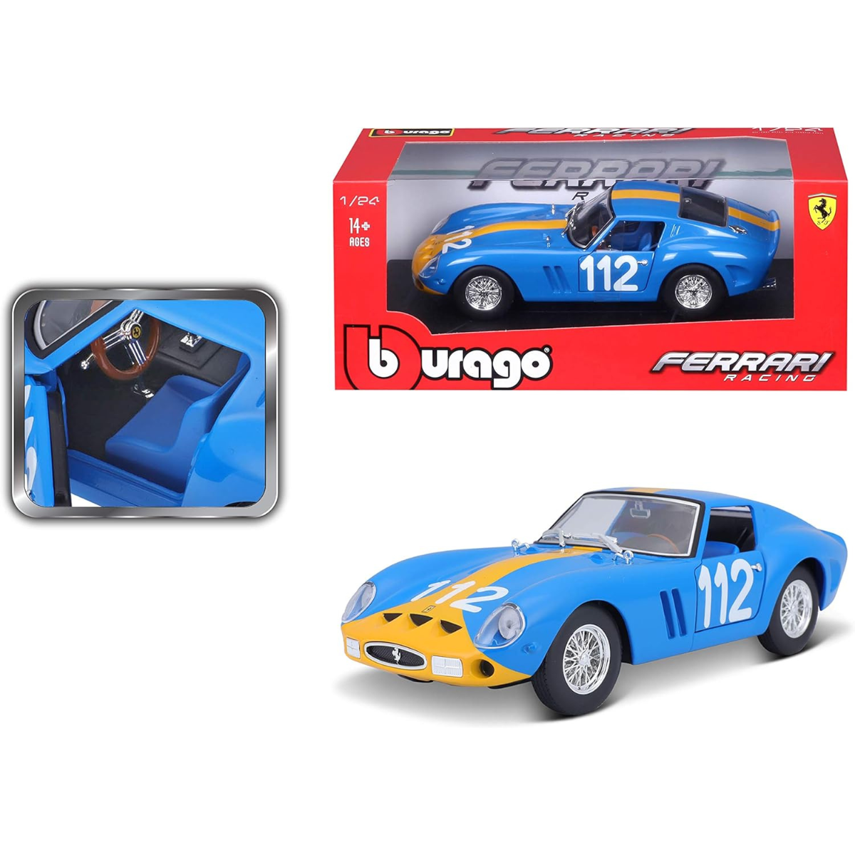 AUTO DE COLECCIÓN BBURAGO 1:24 FERRARI RACING 250 GT BERLINETTA TDF AZUL - 8