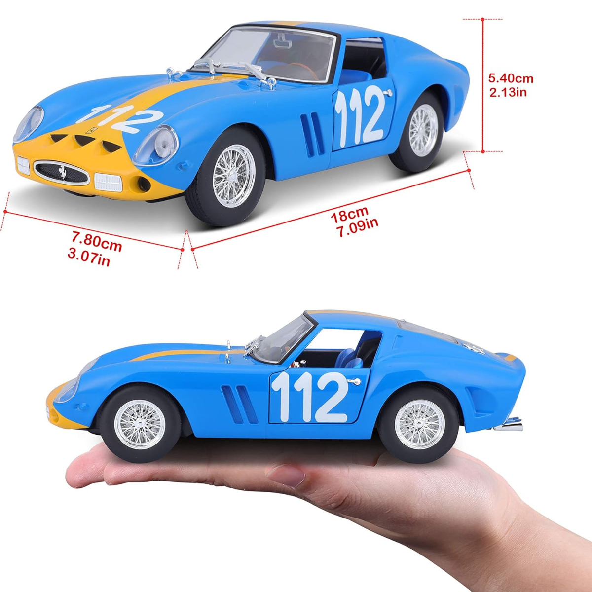 AUTO DE COLECCIÓN BBURAGO 1:24 FERRARI RACING 250 GT BERLINETTA TDF AZUL - 9