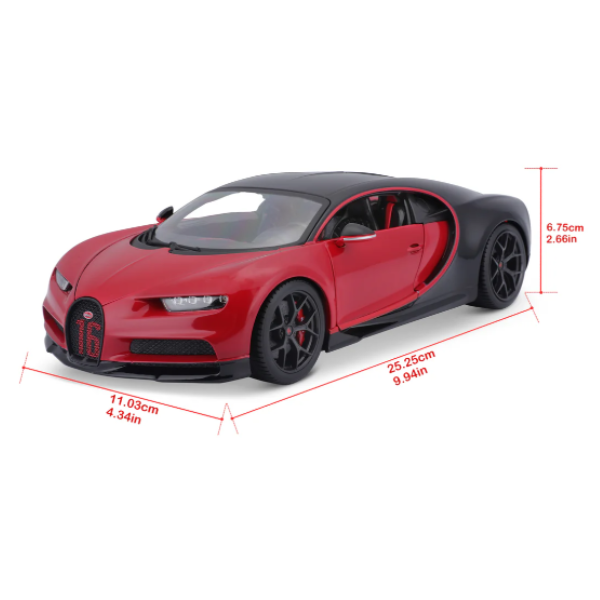 AUTO DE COLECCIÓN BBURAGO 1:18 BUGATTI CHIRON SPORT ROJO - 7