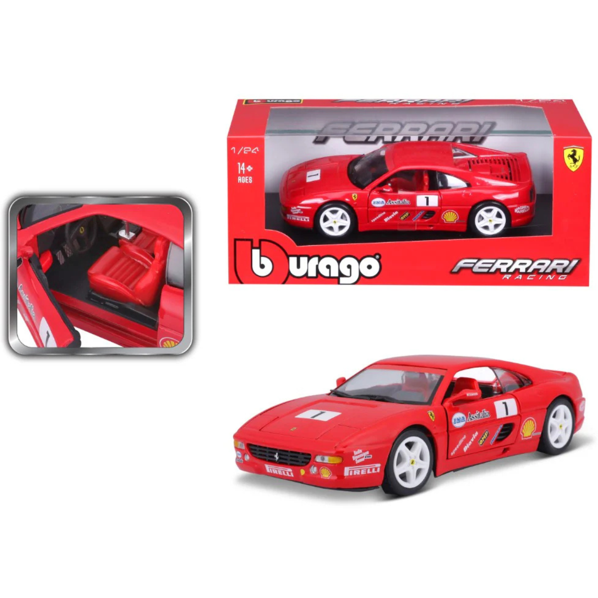 AUTO DE COLECCIÓN BBURAGO 1:24 FERRARI RACING F355 CHALLENGE ROJO #11 - 8