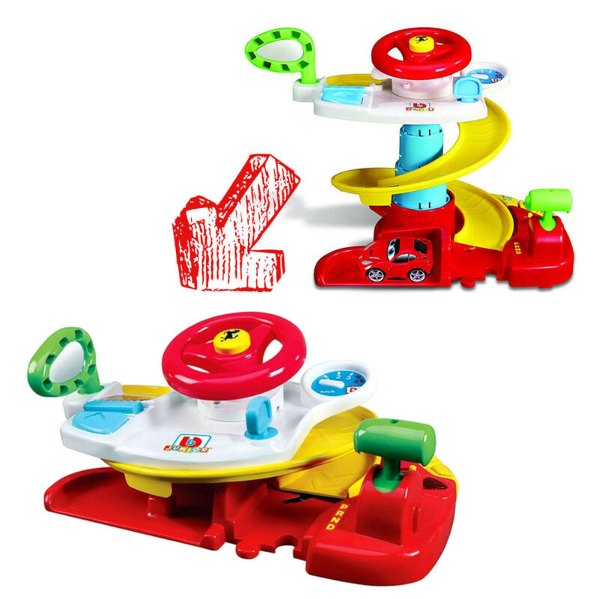 JUGUETE DE BEBÉ BB JUNIOR FERRARI SET 2 EN 1 PISTA Y VOLANTE + 1 AUTO - 7