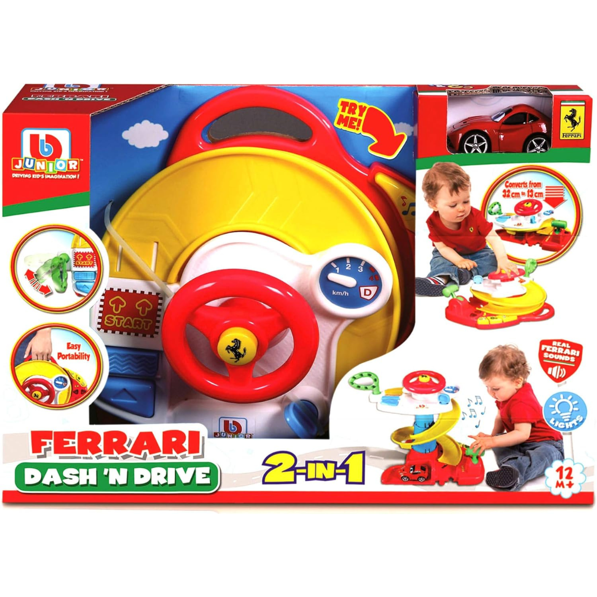 JUGUETE DE BEBÉ BB JUNIOR FERRARI SET 2 EN 1 PISTA Y VOLANTE + 1 AUTO - 8