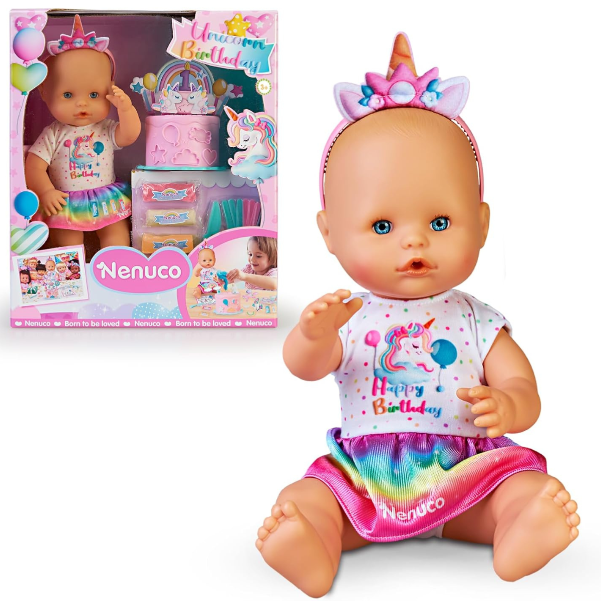 JUGUETE MUÑECA NENUCO CUMPLEAÑOS DE UNICORNIO CON VESTIDO Y SET DE FIESTA - 1