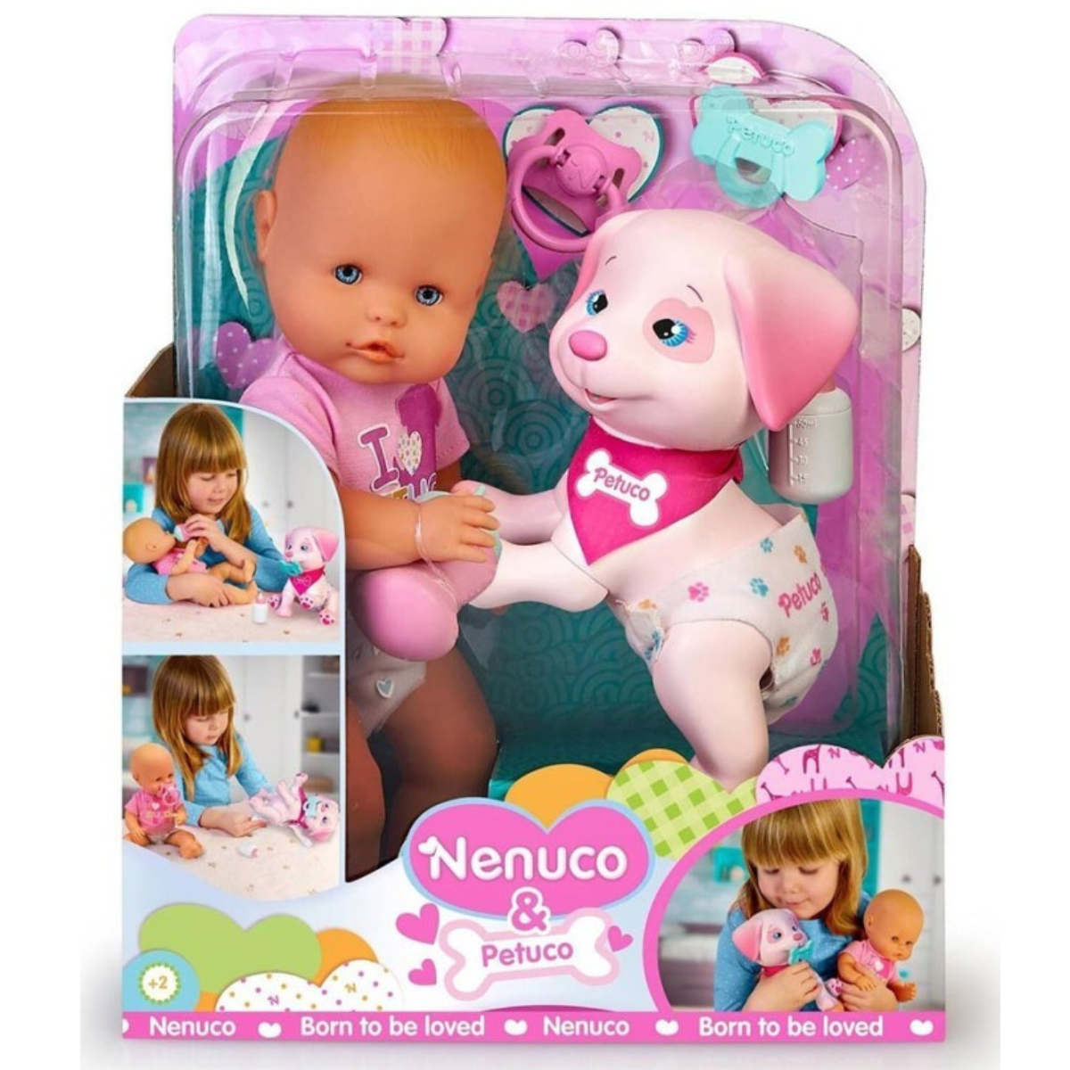 JUGUETE MUÑECA NENUCO Y PETUCO BEBÉ CON PERRITO Y ACCESORIOS - 1