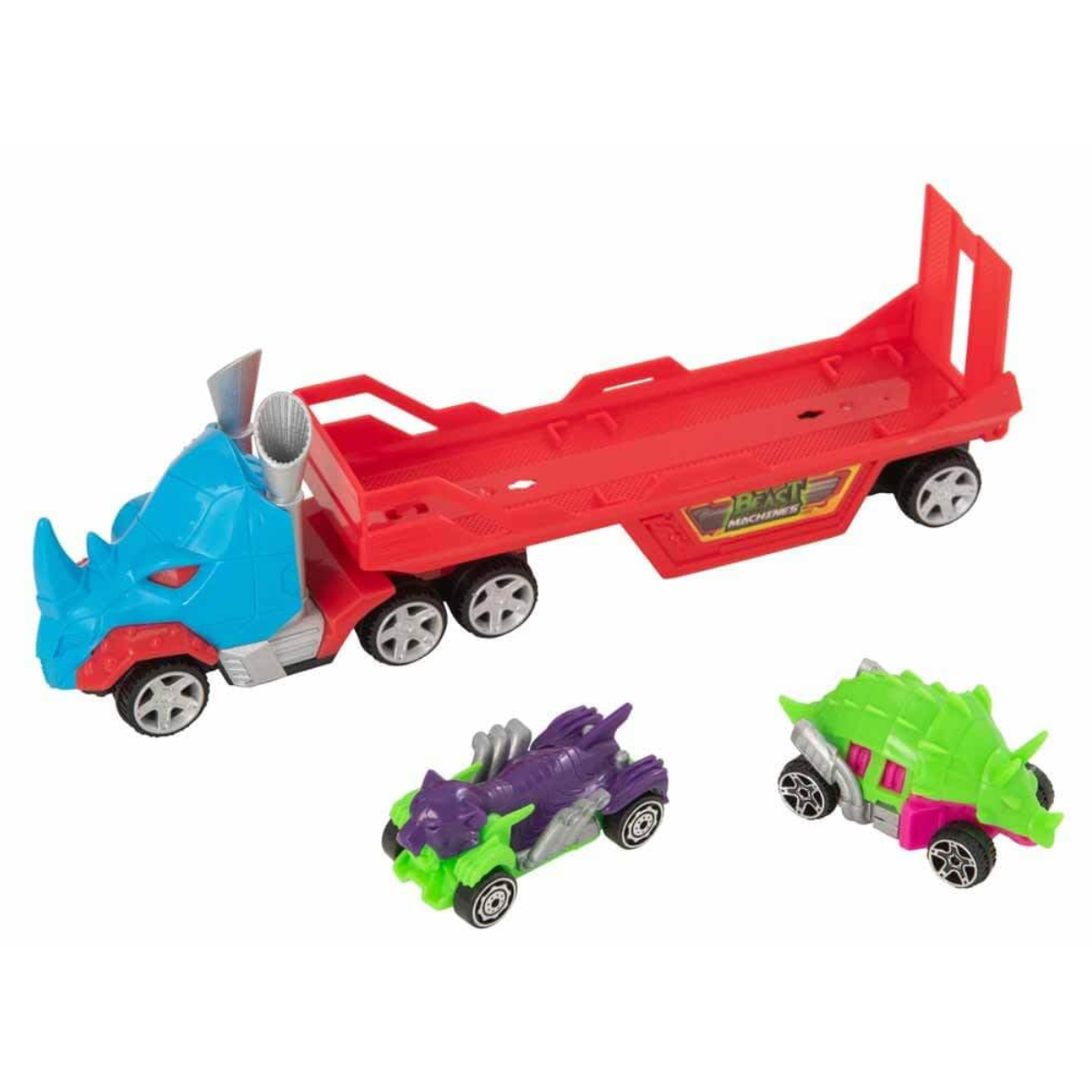 JUGUETE CAMIÓN TEAMSTERZ TRANSPORTE PESADO + 2 AUTOS - 2