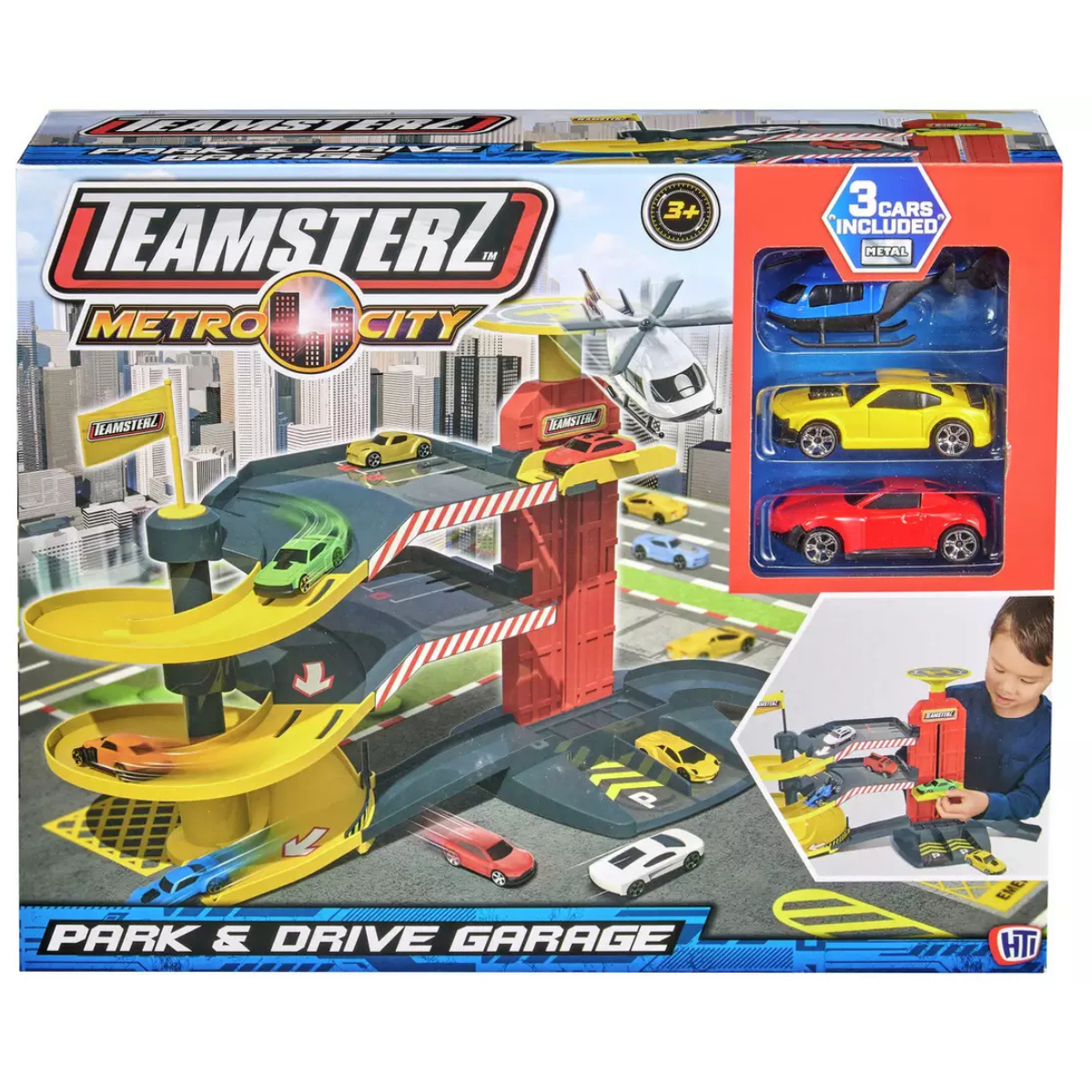 JUGUETE PISTA DE AUTOS TEAMSTERZ PLAYSET 3 PISOS GARAJE CIUDAD + 3 AUTOS DE METAL - 2