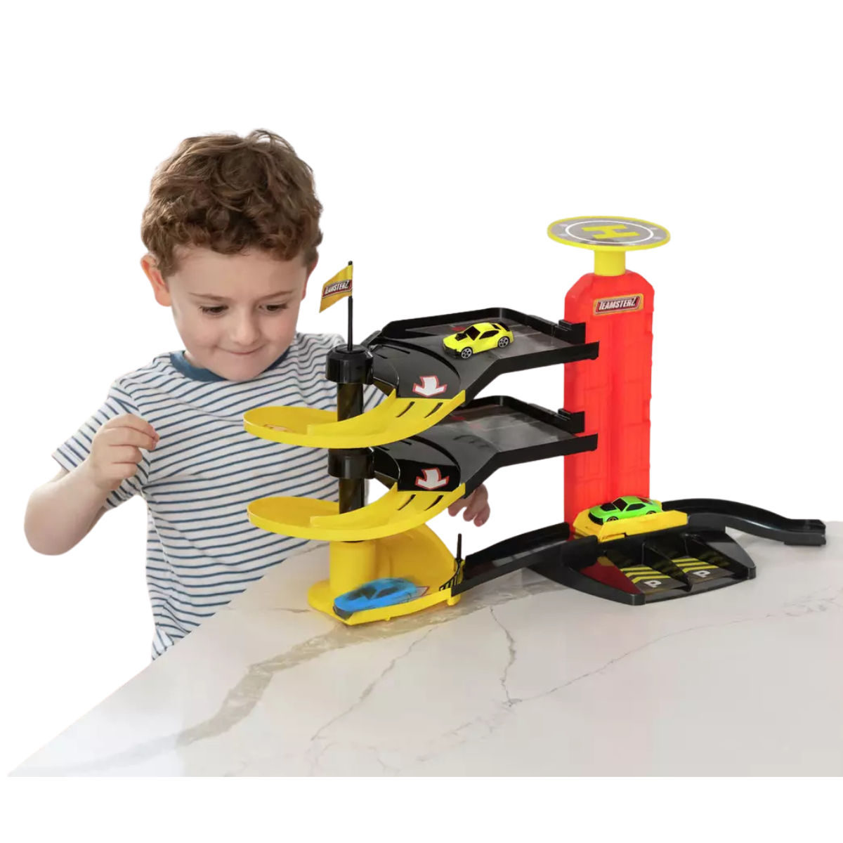 JUGUETE PISTA DE AUTOS TEAMSTERZ PLAYSET 3 PISOS GARAJE CIUDAD + 3 AUTOS DE METAL - 5