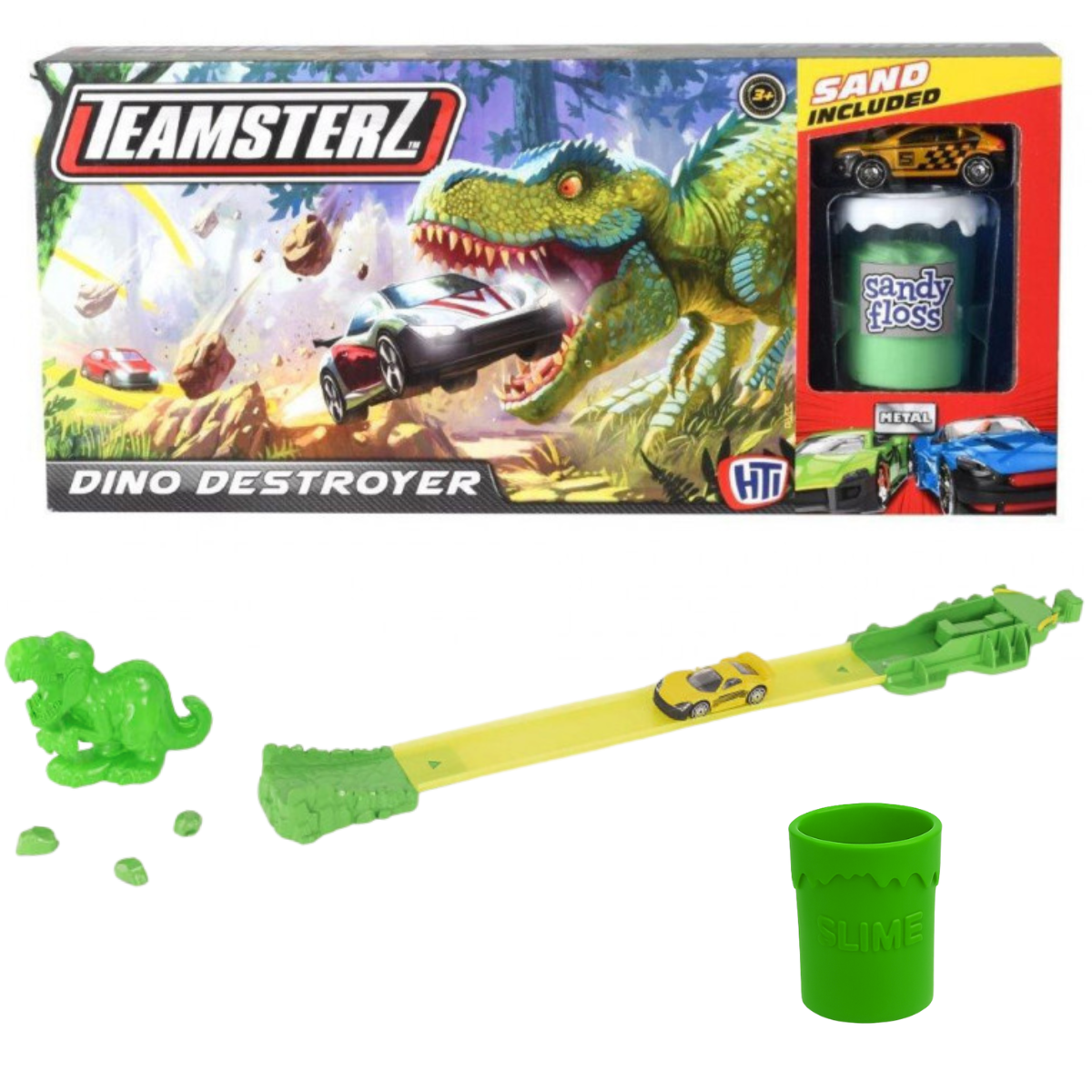 JUGUETE PISTA DE AUTOS TEAMSTERZ LANZADOR DINO DESTRUCTOR - 1