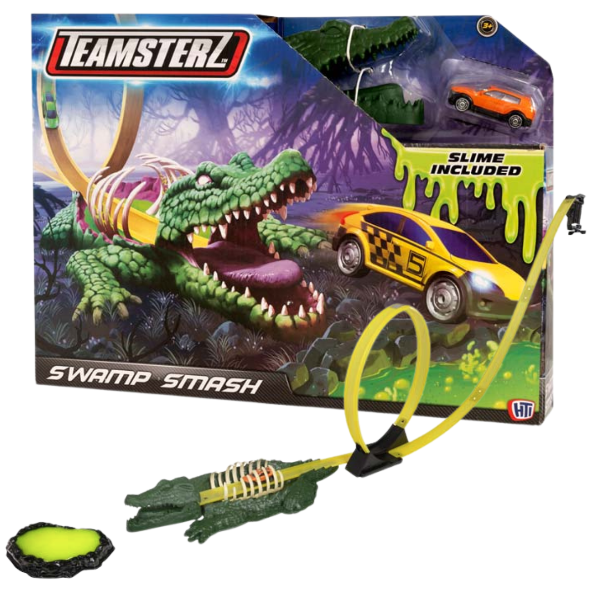 JUGUETE PISTA DE AUTOS TEAMSTERZ COCODRILI CON SLIME + 1 AUTO METAL - 1