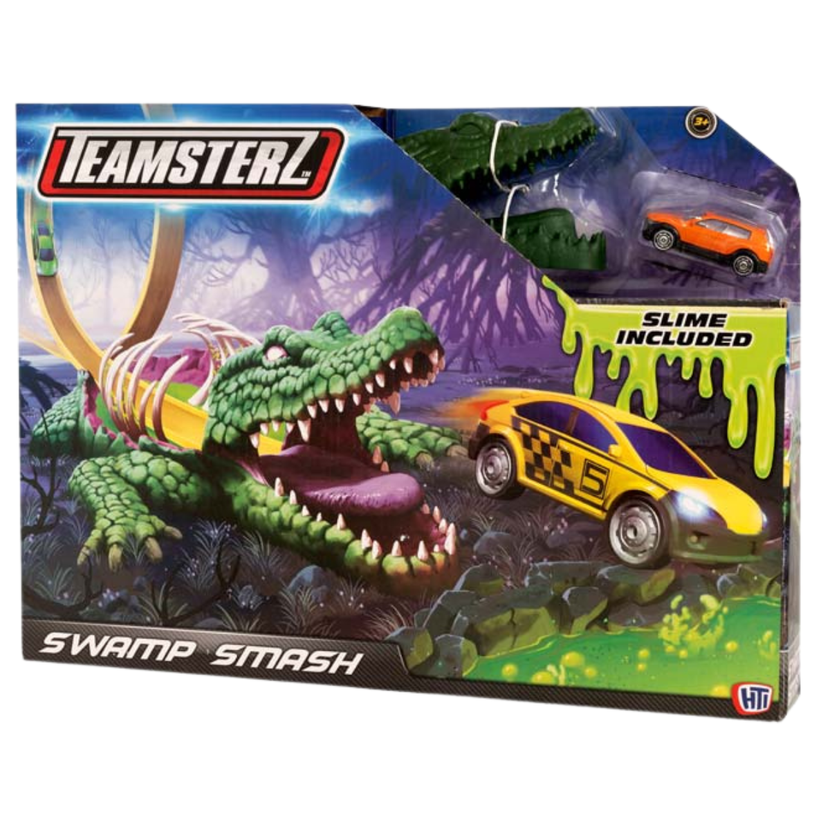 JUGUETE PISTA DE AUTOS TEAMSTERZ COCODRILI CON SLIME + 1 AUTO METAL - 2