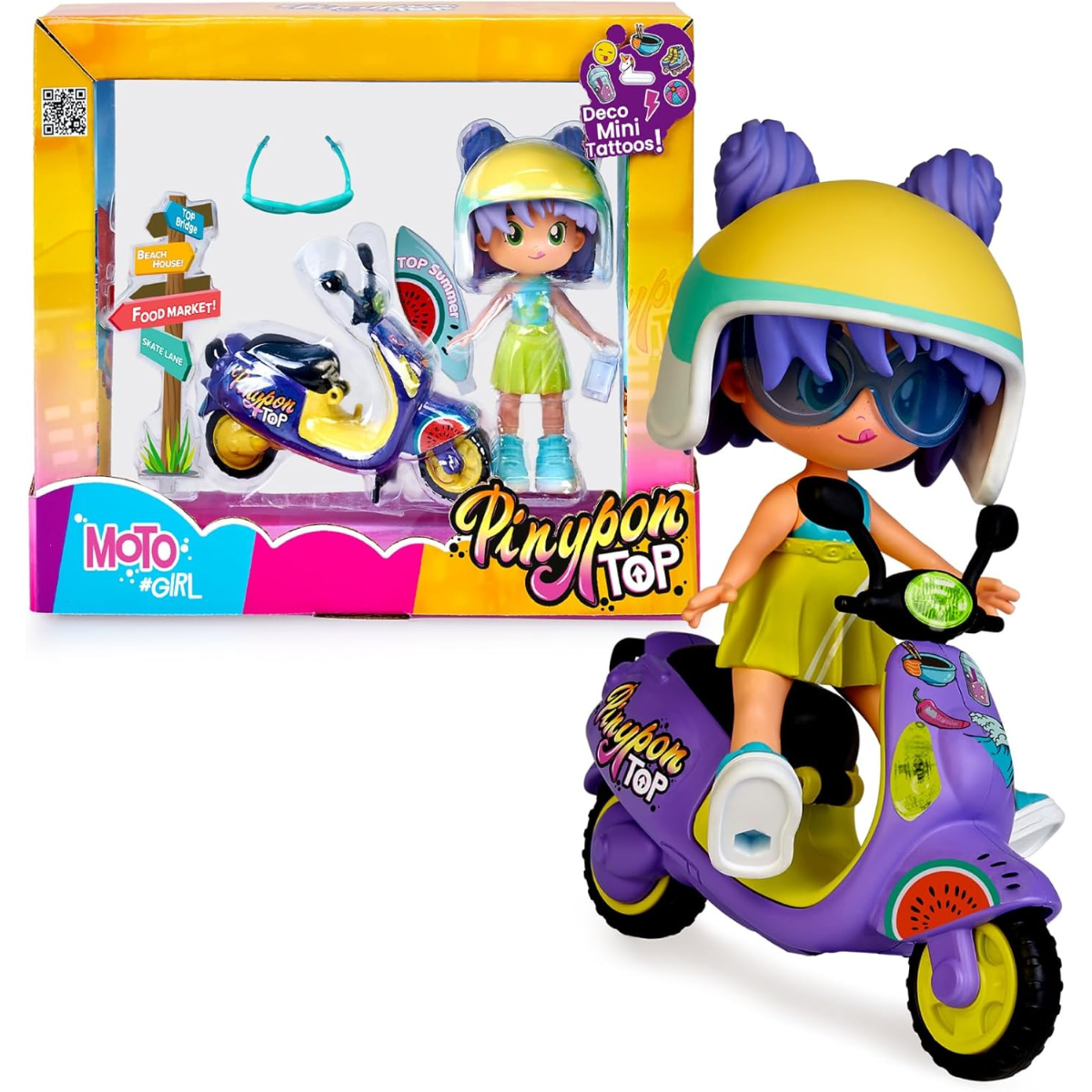 MUÑECA PINYPON TOP CON SCOOTER Y ACCESORIOS INTERCAMBIABLES - 1