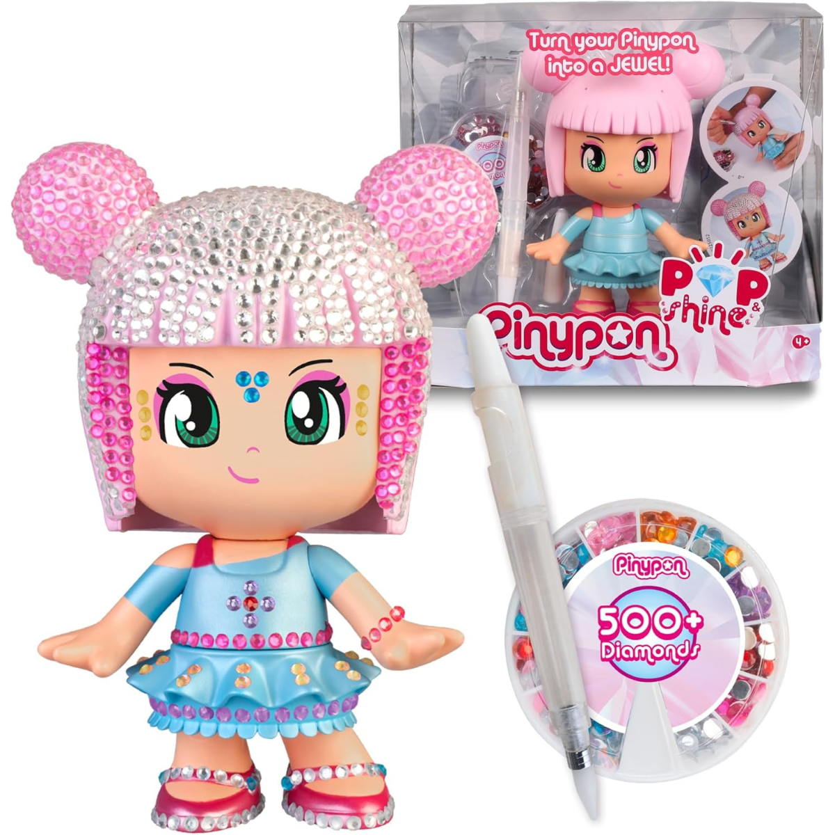 MUÑECA PINYPON POP DECORA CON BRILLO + ACCESORIOS PARA CREAR ESTILOS - 1