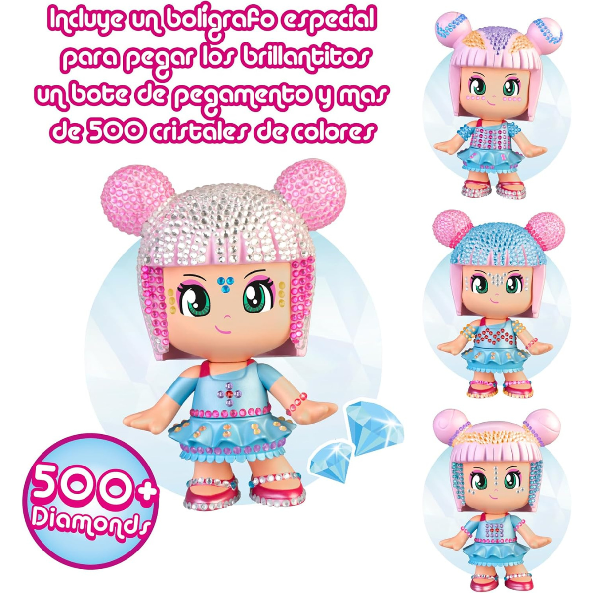 MUÑECA PINYPON POP DECORA CON BRILLO + ACCESORIOS PARA CREAR ESTILOS - 3