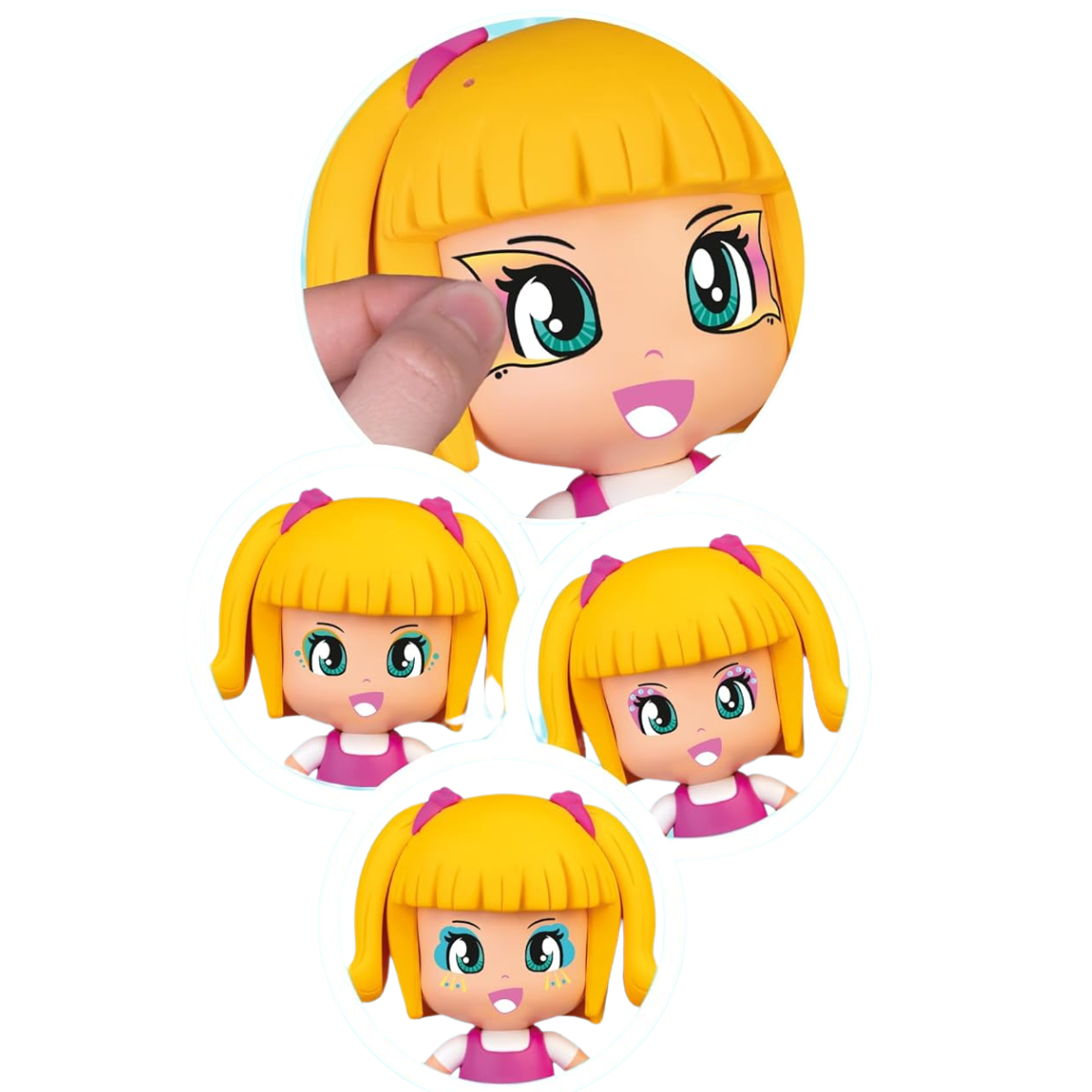 MUÑECA PINYPON POP DECORA CON ARTE PERSONALIZABLE CON PEGATINAS Y ACCESORIOS - 4