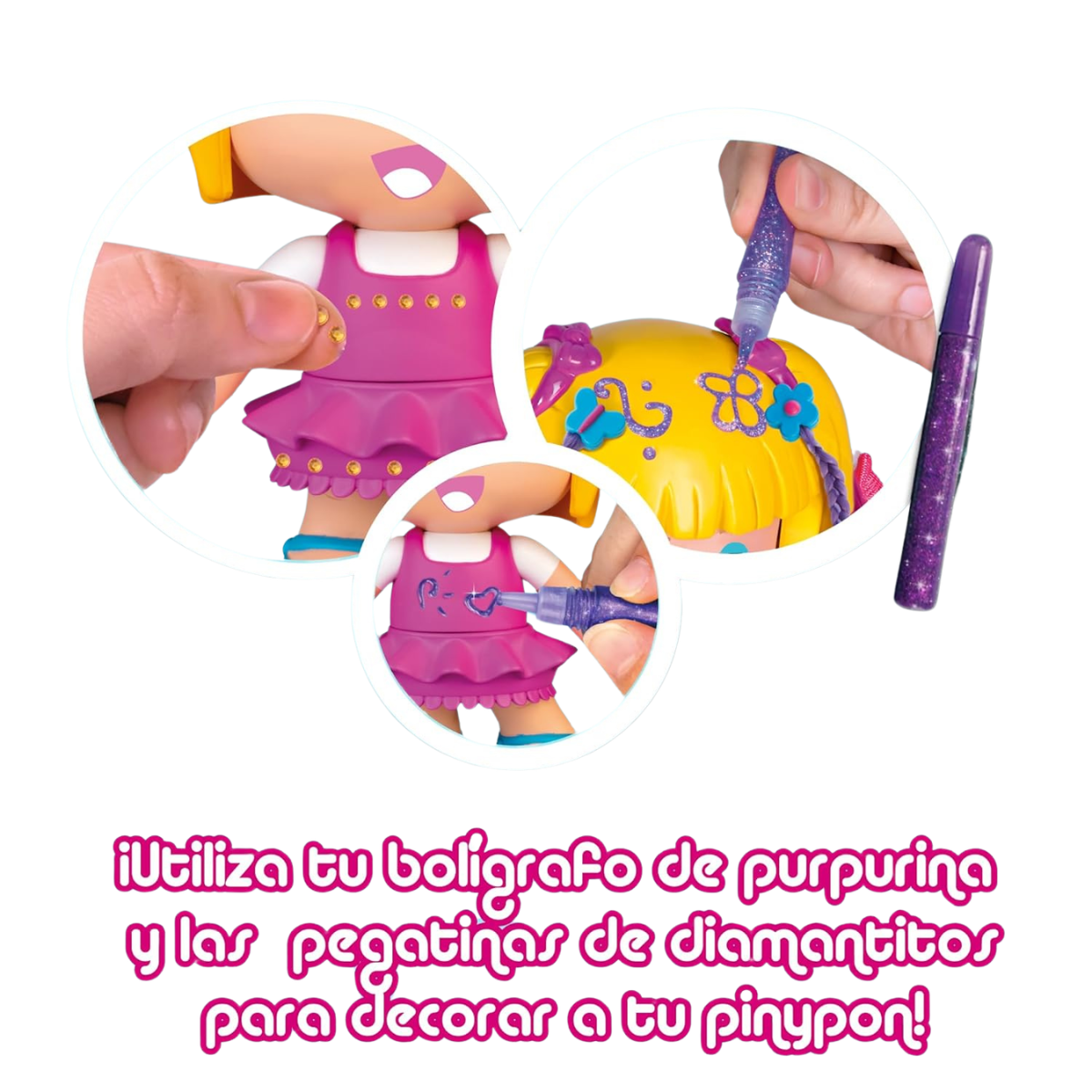 MUÑECA PINYPON POP DECORA CON ARTE PERSONALIZABLE CON PEGATINAS Y ACCESORIOS - 5