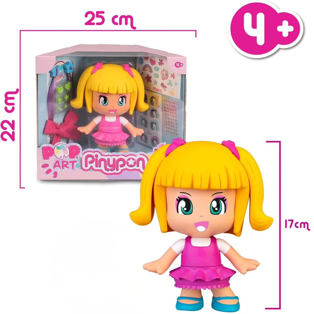 MUÑECA PINYPON POP DECORA CON ARTE PERSONALIZABLE CON PEGATINAS Y ACCESORIOS - 7