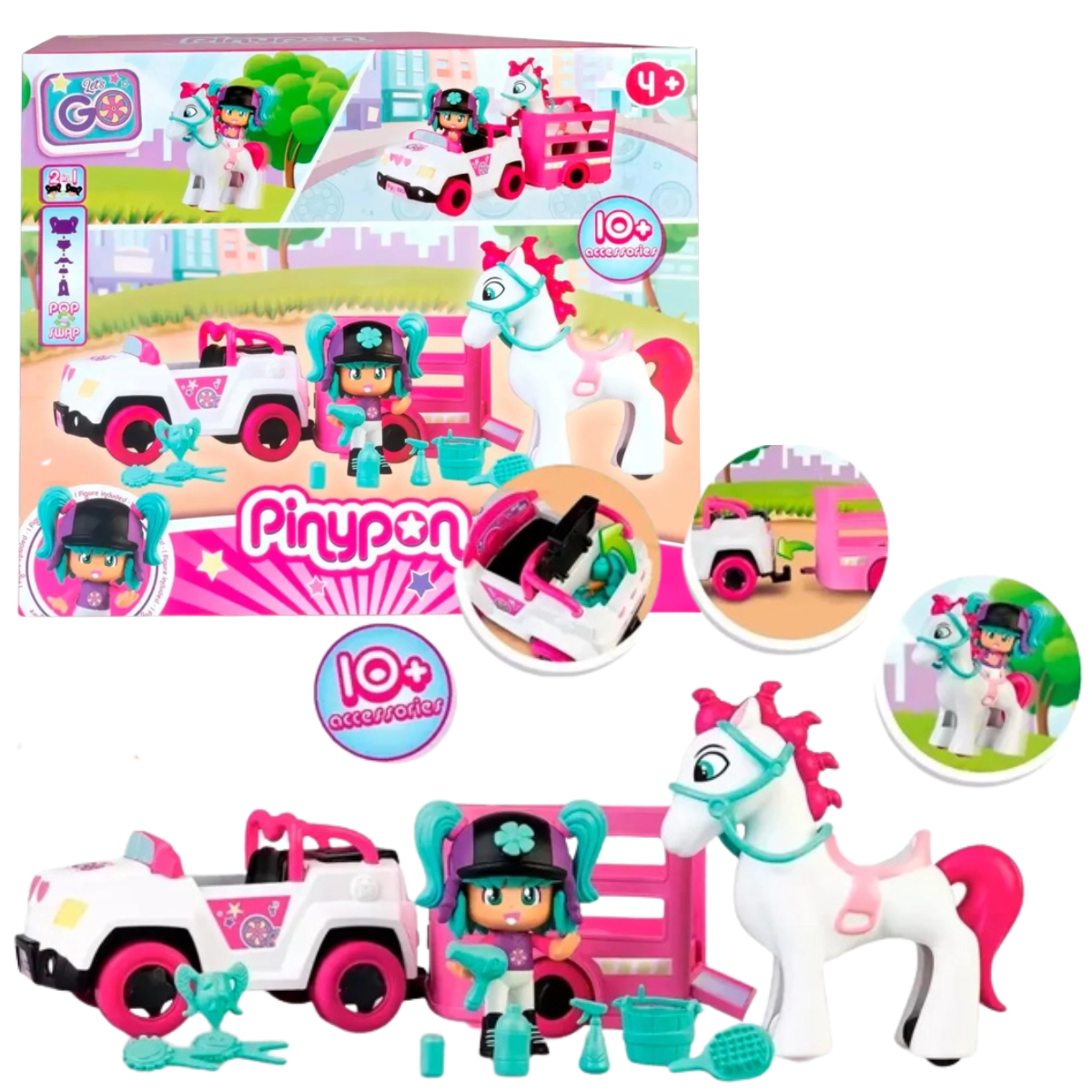 MUÑECA PINYPON TRANSPORTE PONY CON ACCESORIOS - 1