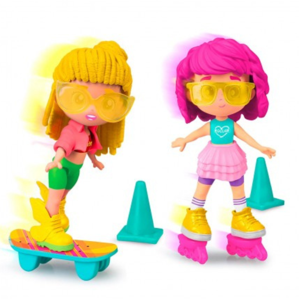 MUÑECA PINYPON TOP PACK 2 MUÑECAS CON PATINES Y SKATE - 4