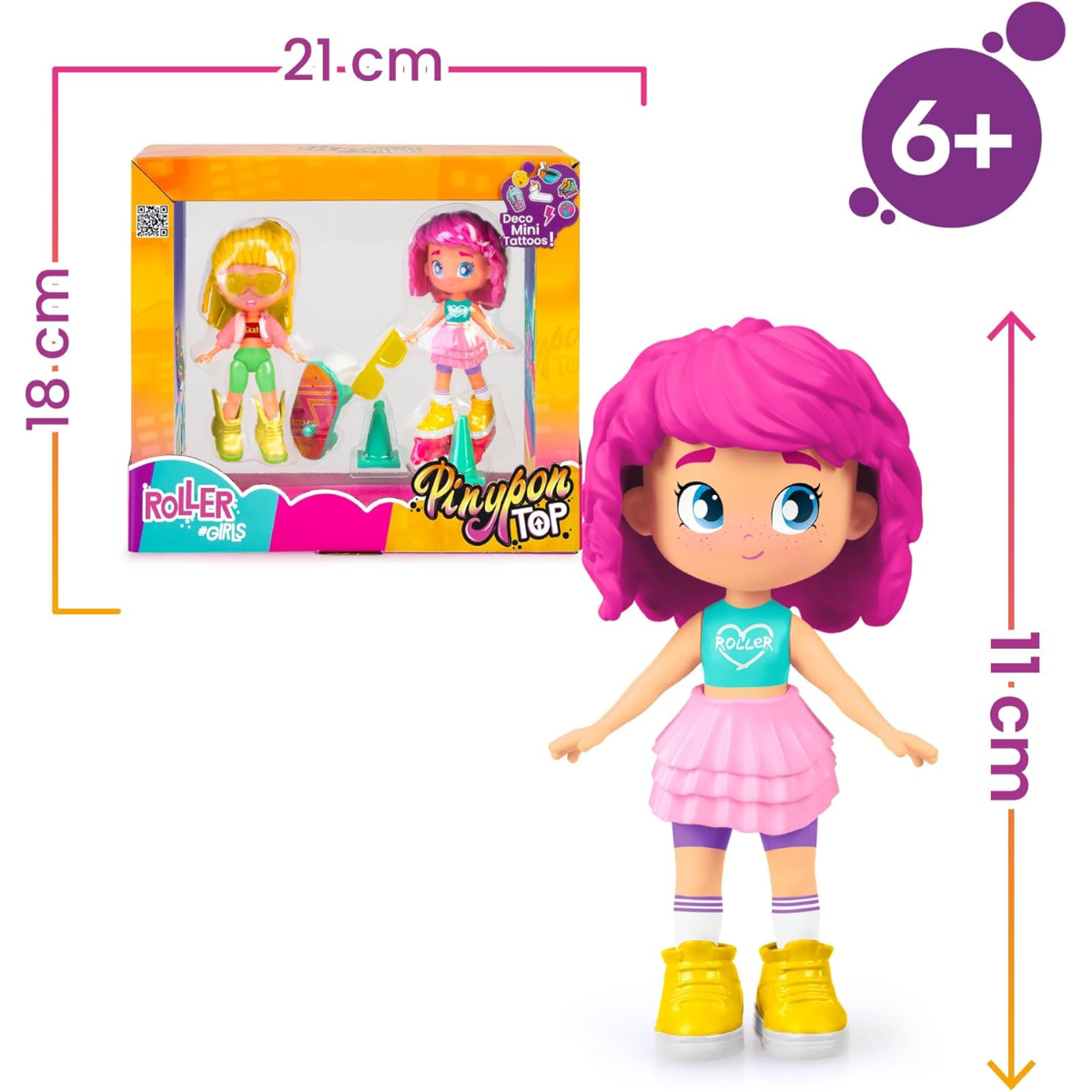 MUÑECA PINYPON TOP PACK 2 MUÑECAS CON PATINES Y SKATE - 6